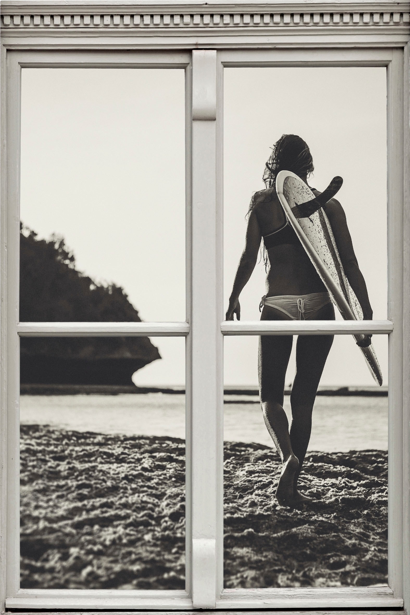 Image of queence Wandsticker "Surferin" Wandsticker, Wandbild, selbstklebend, 3D, Fenster
