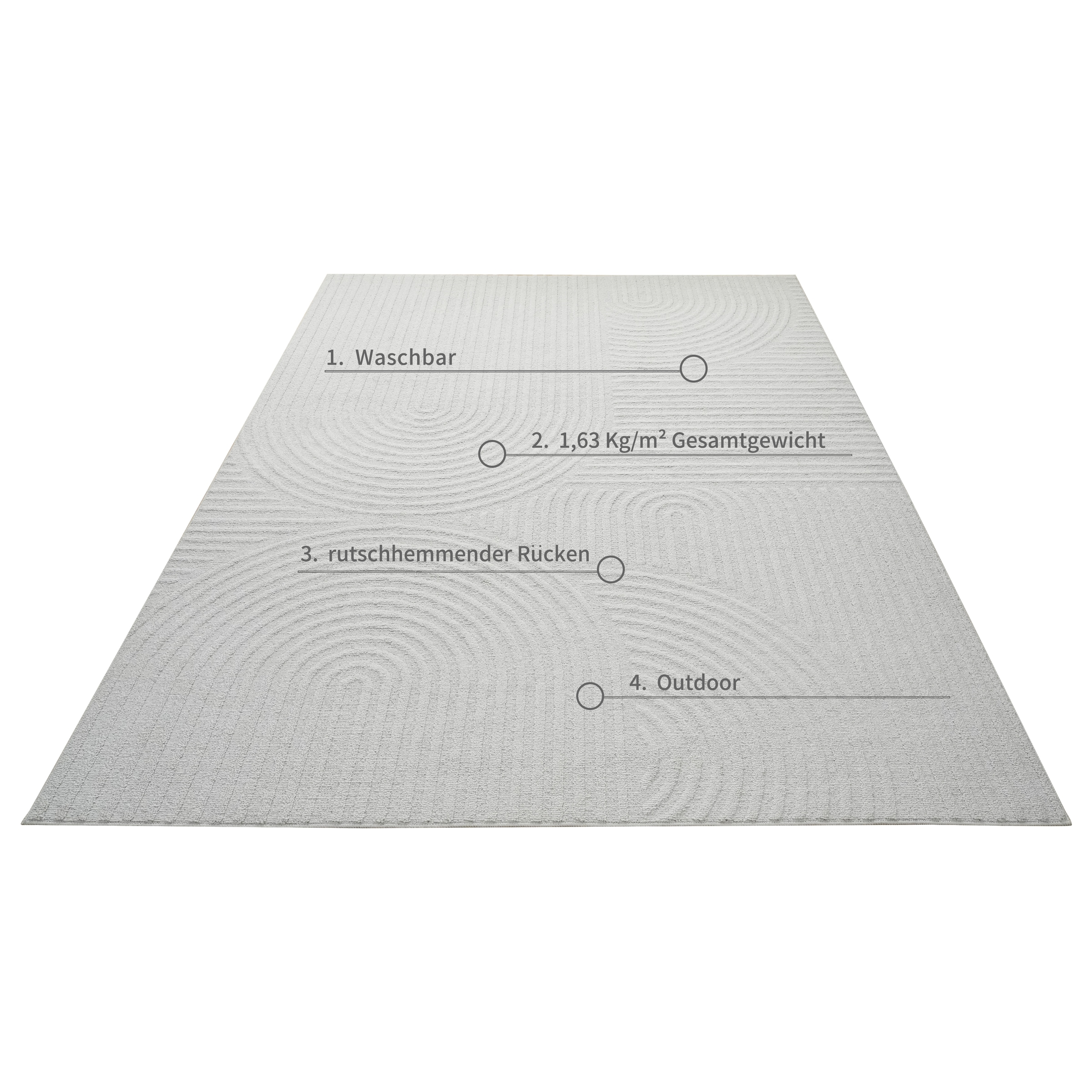 GOODproduct Tapis »Jola, In- und Outdoor geeignet, Hoch-Tief-Design, Scandi« Rectangulaire 9 mm Höhe structure haut-bas, zen, résistant aux intempéries et aux UV, balcon, camping