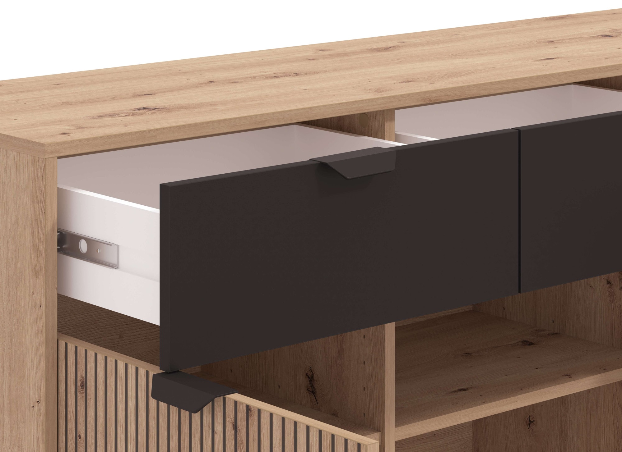 Home affaire Commode »Mayenne Sideboard, Schubladenschrank, Kommode, Anrichte, Breite 157cm« Wohnzimmermöbel, Schlafzimmermöbel, mit Drehtüren und drei Schubladen