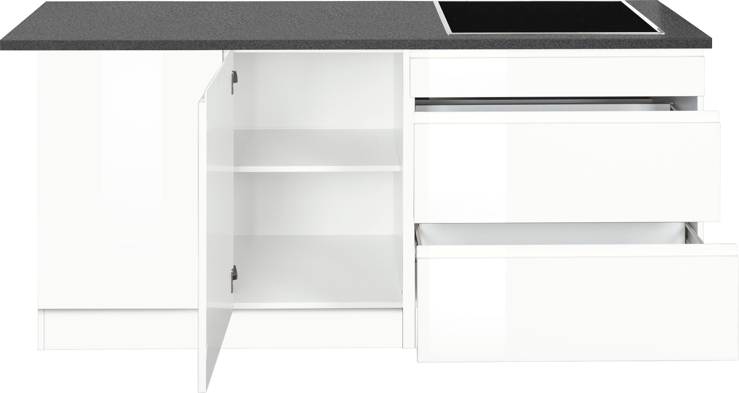 KOCHSTATION Winkelküche »KS-Virginia,neu in verbesserter Ausführung« Arbeitsplatte 38 mm stark, Stauraum, Softclose,  Stellbreite 290/180 cm, Soft-Close, ohne E-Geräte