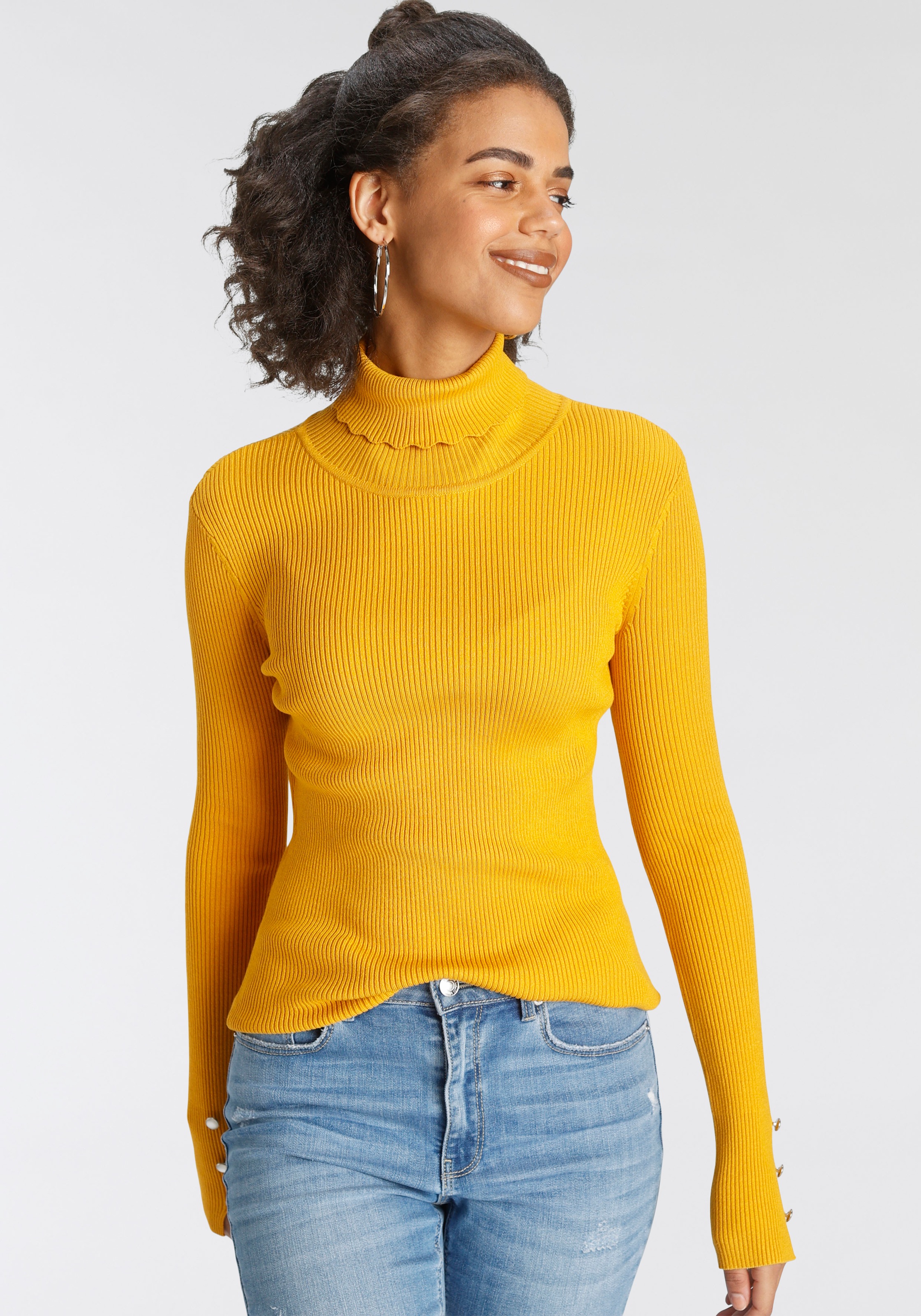 Image of Laura Scott Rollkragenpullover, mit Wellenkante am Rollkragen bei Ackermann Versand Schweiz