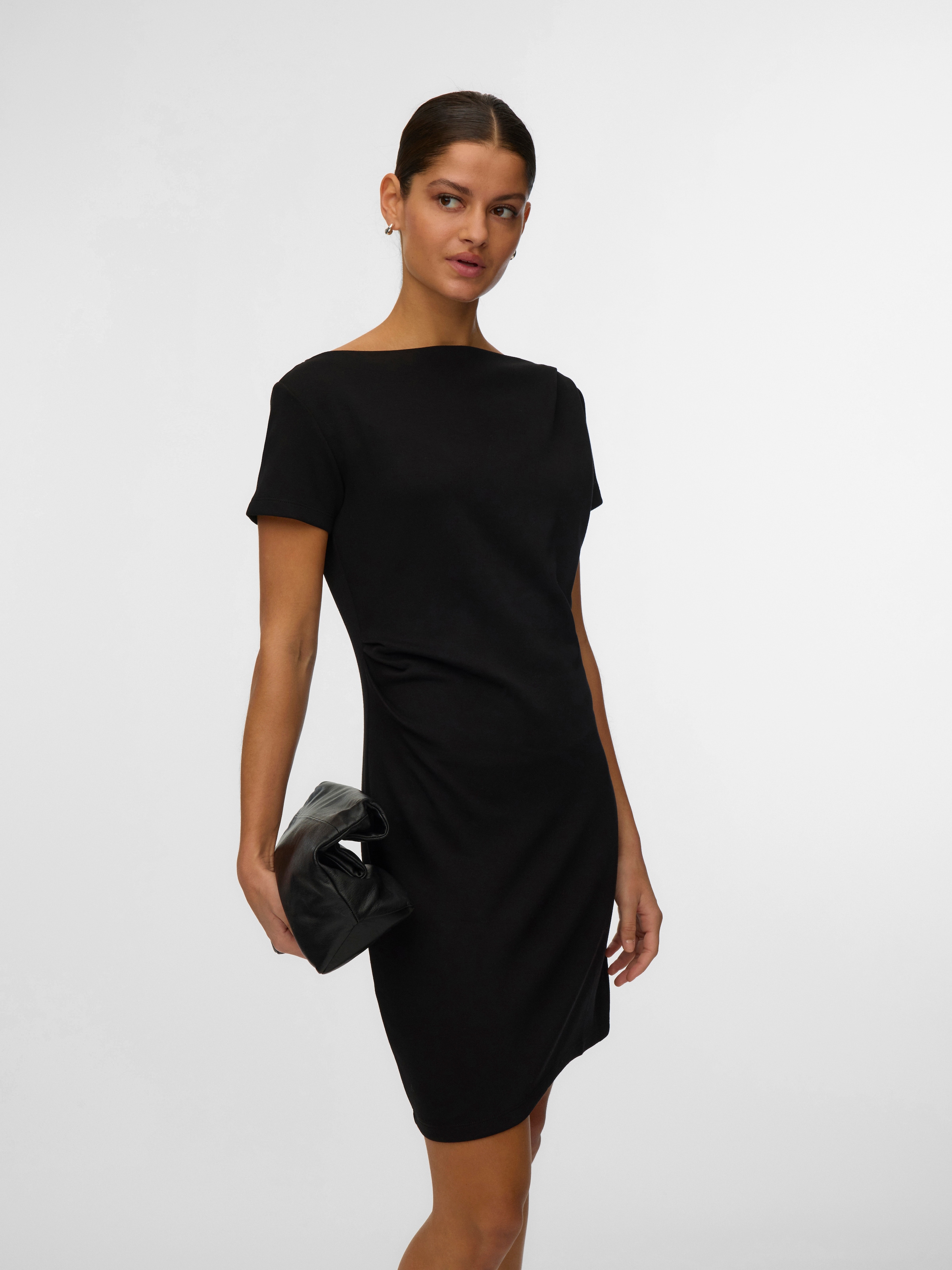 Image of Vero Moda Minikleid "VMMILLE SS SHORT DRESS JRS NOOS" Materialmix, mit Raffung