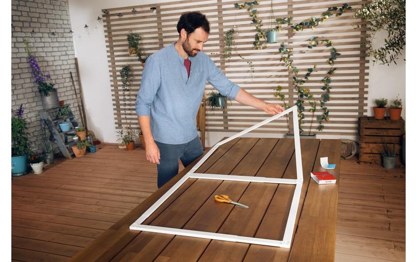 tesa Cadre de fenêtre moustiquaire »FALT Alu Rahmen teleskopierbar Premium für Türen« Paquet, Cadre télescopique en aluminium, 1 cuis tlg. Moustiquaire alu 80 cm x 170 cm jusqu'à 100x cm x 220 cm