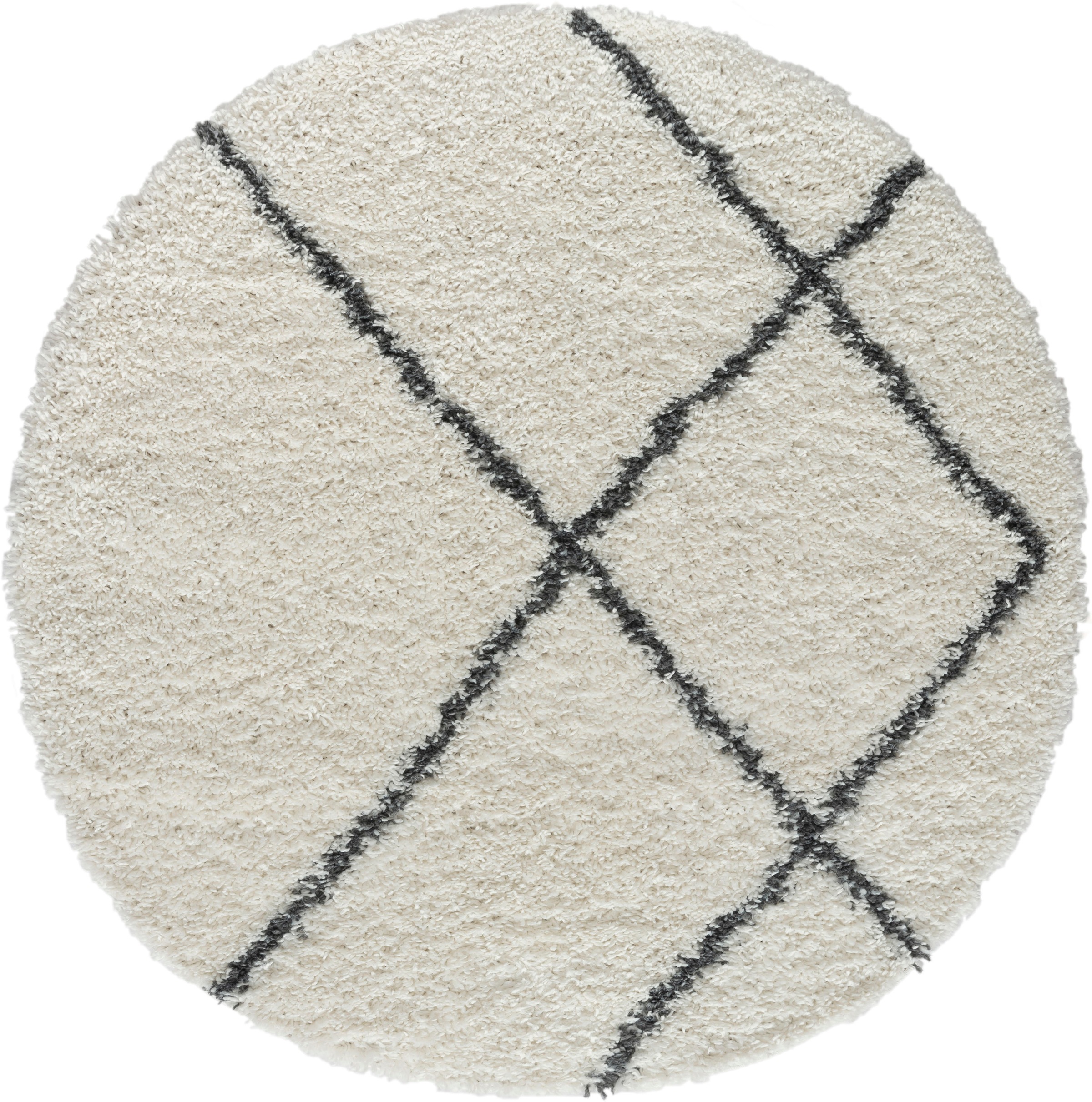 Myflair Möbel & Accessoires Hochflor-Teppich »My Shaggy Raute«, rund, 37 mm Höhe, Shaggy, Scandi Rauten Design, leicht glänzend, extra flauschig