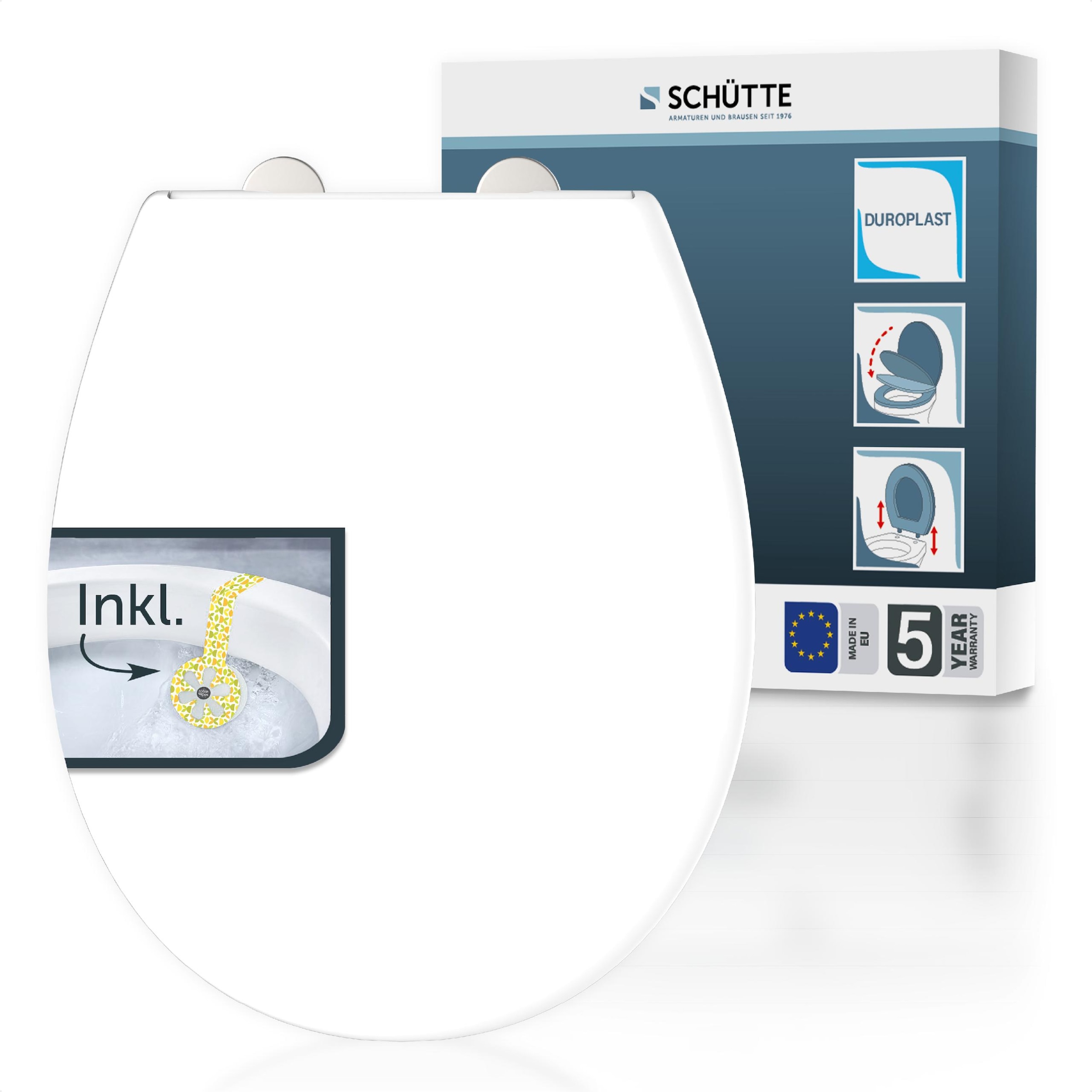 Image of Schütte WC-Sitz "Duroplast, WHITE" WC-Sitz, Befestigungsmaterial, Montageanleitung, mit Absenkautomatik und Schnellverschluss, inklusive Duftstein