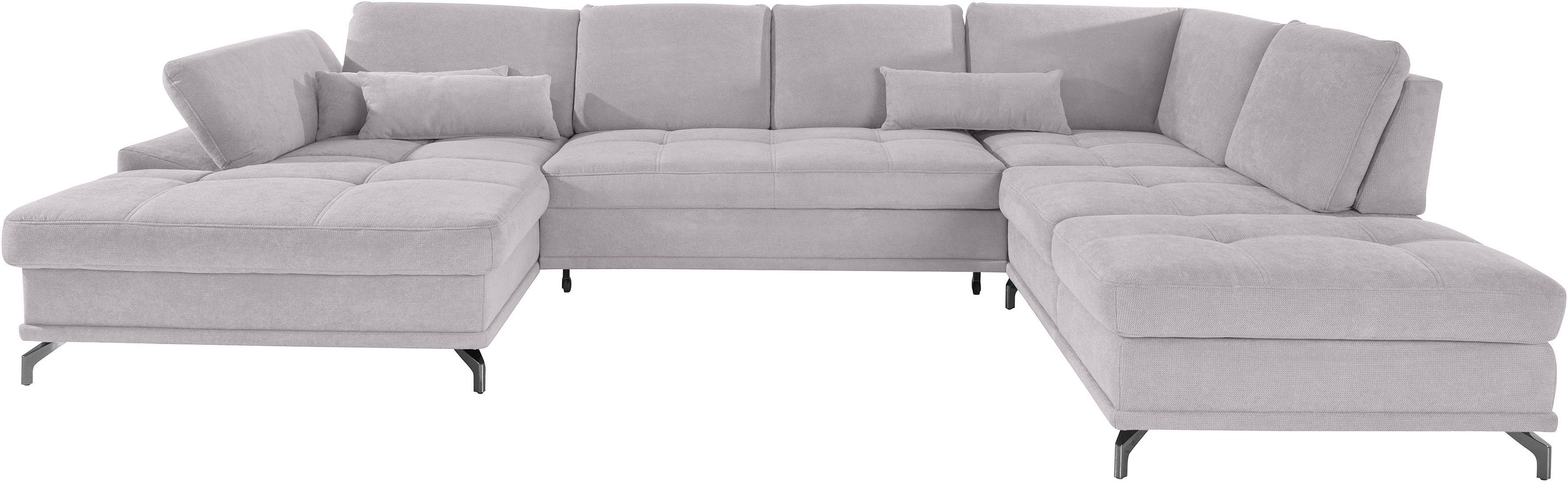 Places of Style Wohnlandschaft »Costello U-Form, mit Sitztiefenverstellung, Armteilverstellung und«, 3 Nierenkissen, optional Bettfunktion und Bettkasten