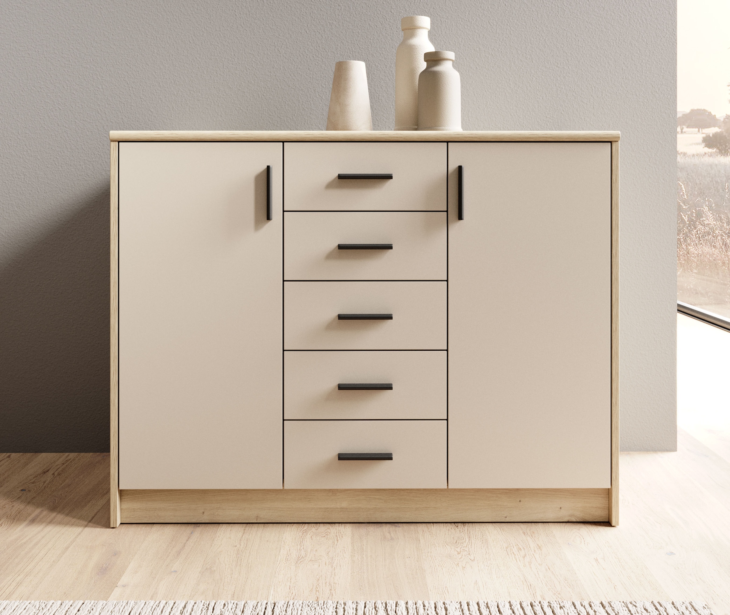 HBZ Sideboard »Nelly Kommode, BxHxT 109x86x50cm« 1 Stk. tlg. Breite 109cm, Einlegeböden verstellbar, foliert