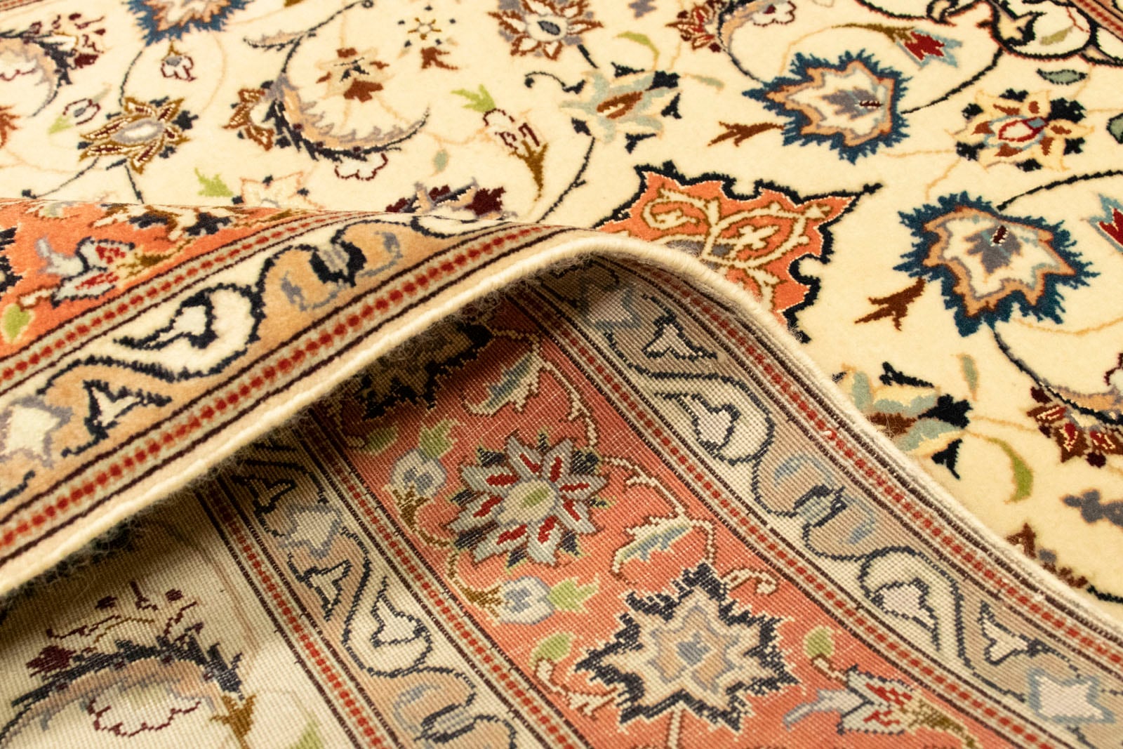 morgenland Teppich »Täbriz 50 Raj Teppich handgeknüpft beige«, rechteckig, handgeknüpft