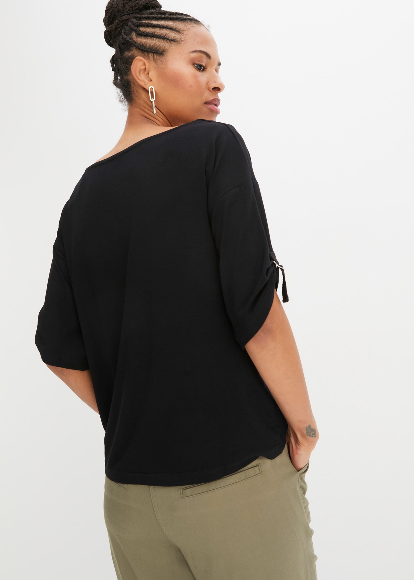 bonprix T-Shirt lockere Passform, Halbarm mit Deko-Detail