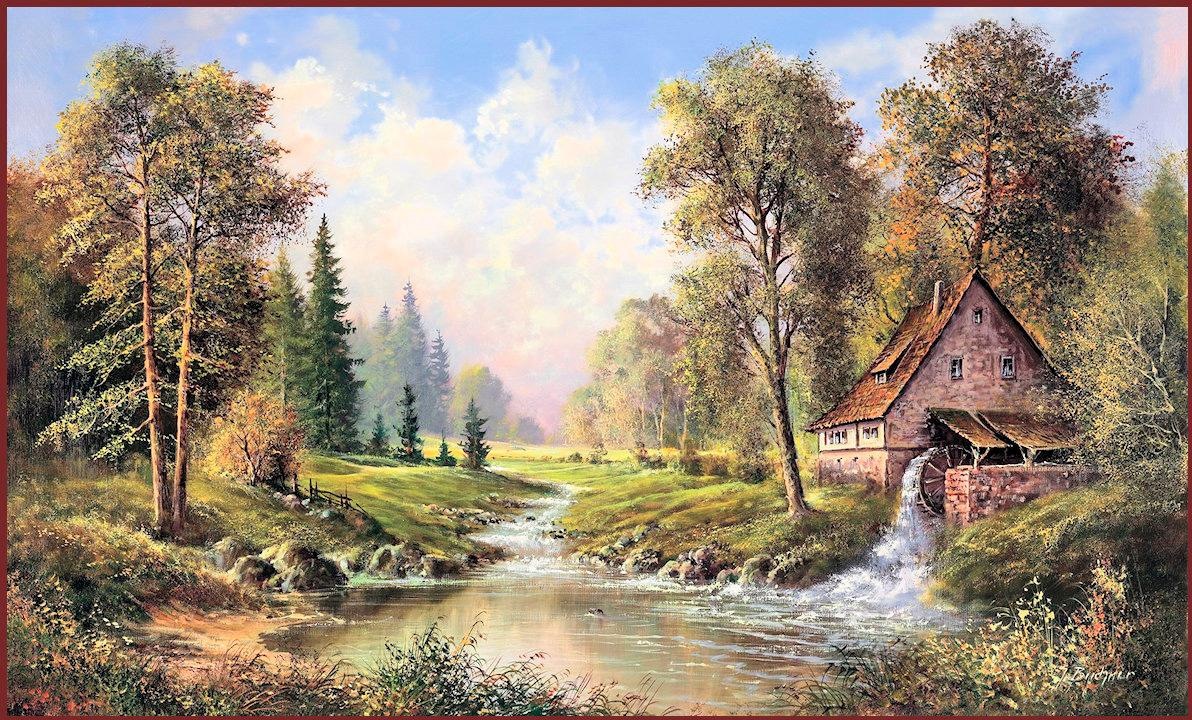 Image of Home affaire Wandbild »H.BUCHNER / Alte Mühle«, 108/68 cm bei Ackermann Versand Schweiz