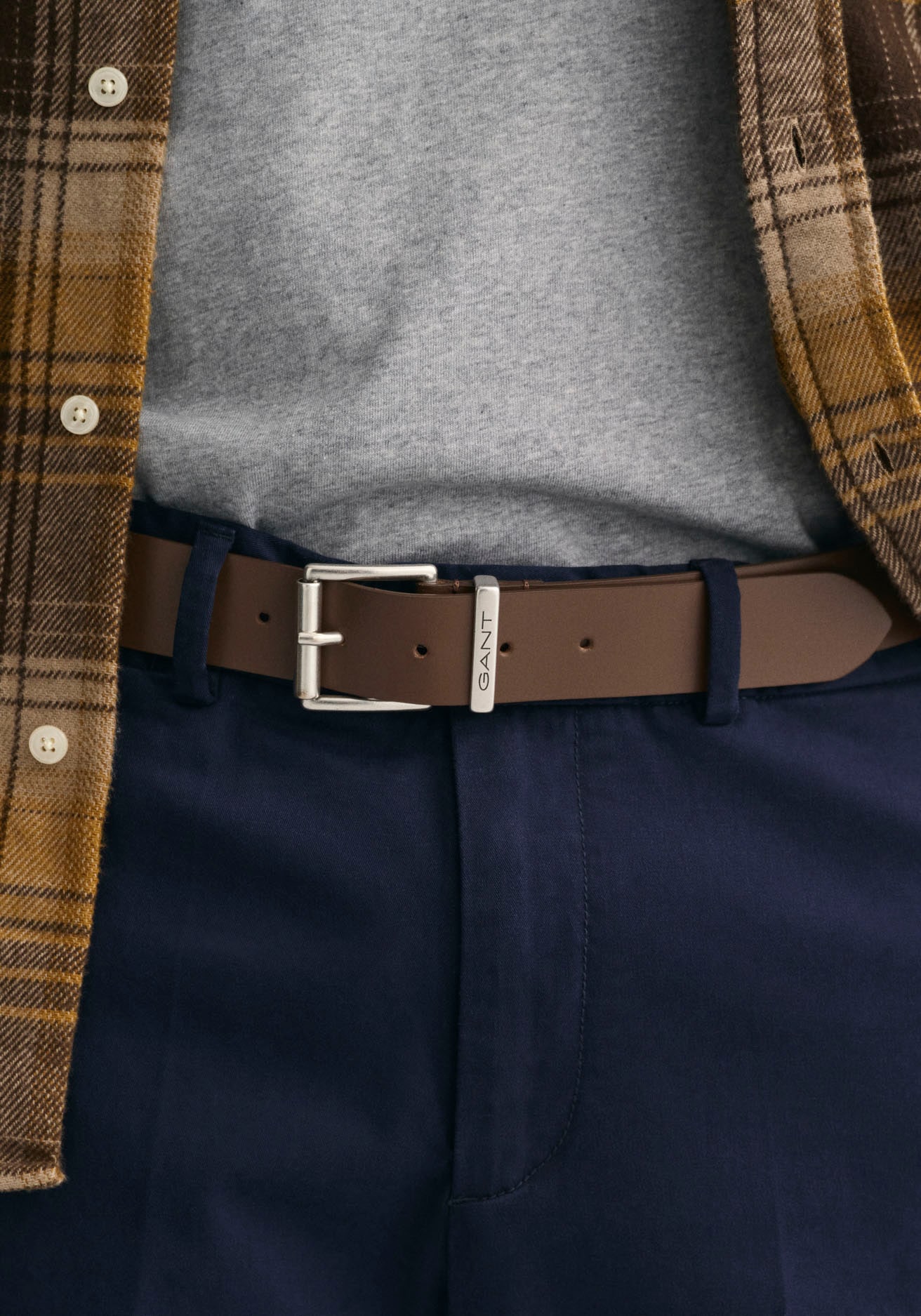 Gant Ledergürtel »LOGO LEATHER BELT« mit silberner Schnalle, Dornschliesse, 100% Echt Leder, Langlebig