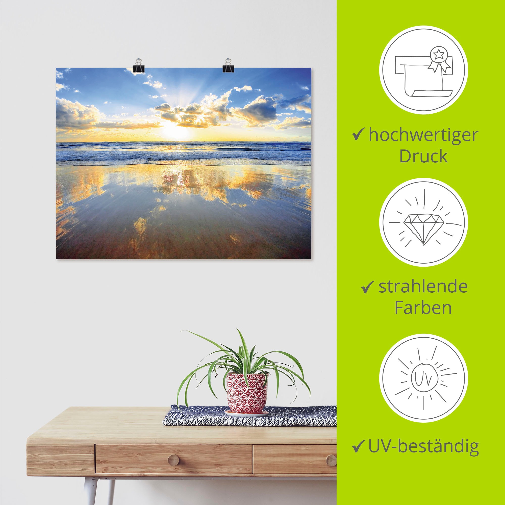 Artland Wandbild »Sonnenaufgang über dem Ozean«, Himmel, (1 St.), als Alubild, Outdoorbild, Leinwandbild, Poster, Wandaufkleber