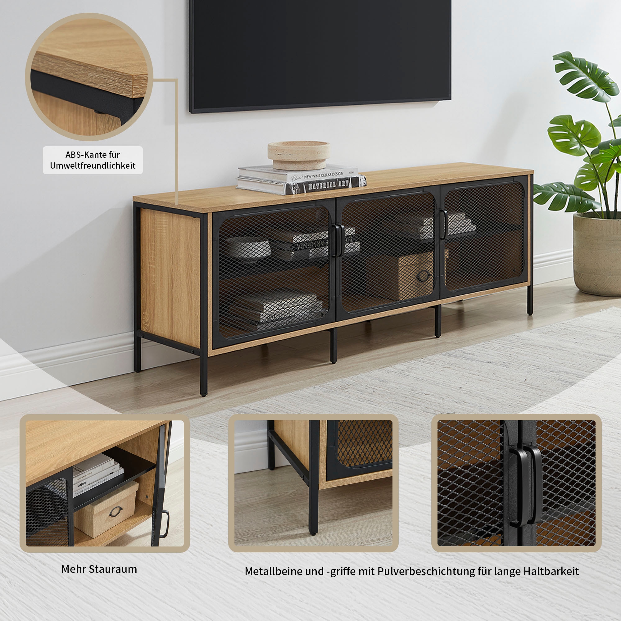 GOODproduct Tableau TV »Amance« mit ABS-Kanten und pulverbeschichteten Metallbeinen, Breite 150 cm