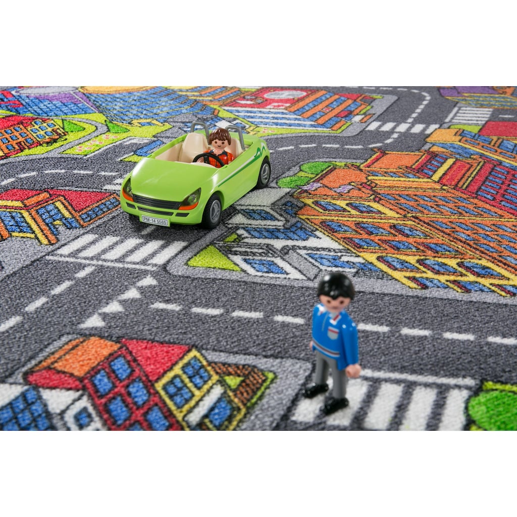 Andiamo Kinderteppich »Big City/Sweet Village«, rechteckig, Strassen-Spiel-Teppich, für Mädchen & Jungen, Kinderzimmer