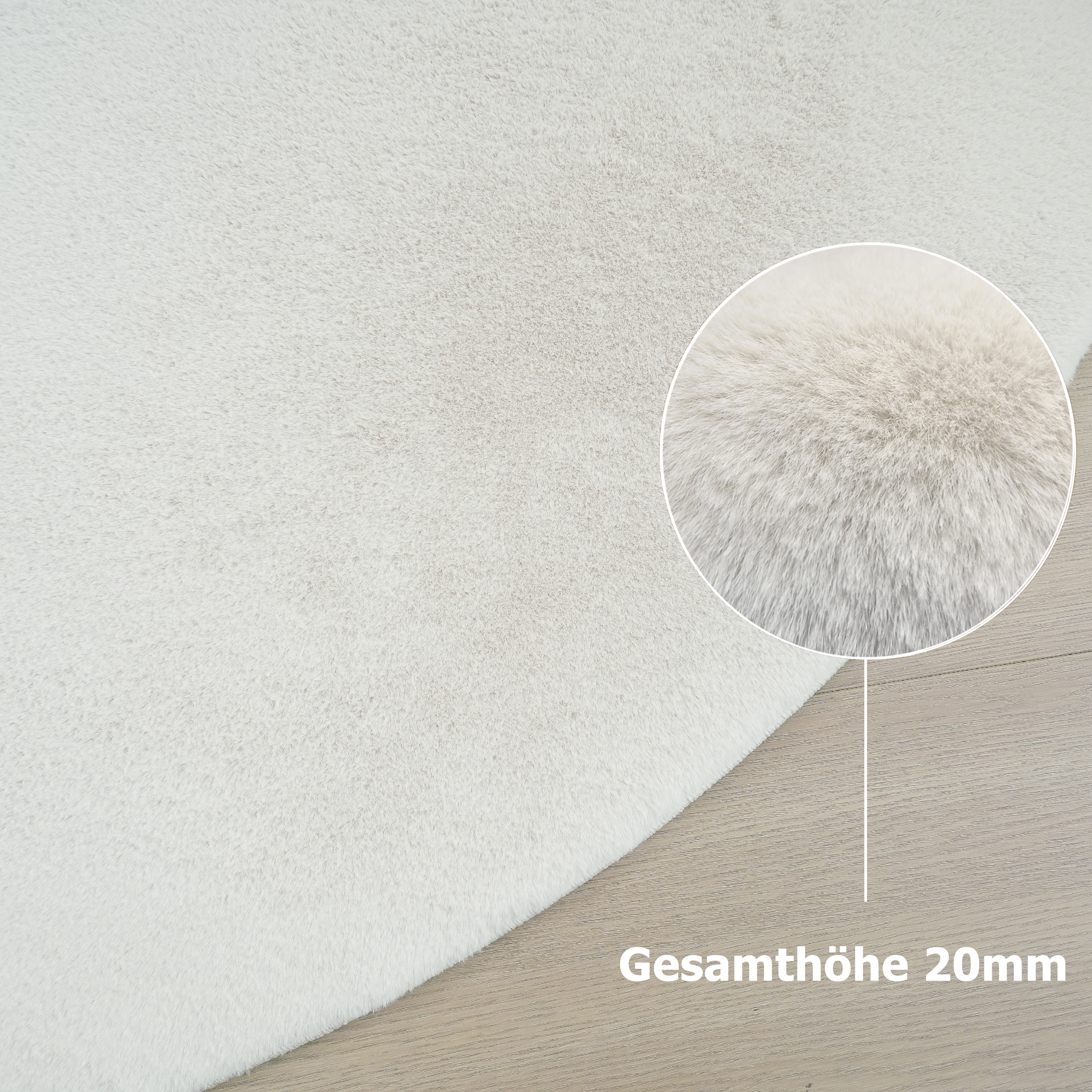 Leonique Fellteppich »Balu«, rund, 20 mm Höhe, Kunstfell in Kaninchenfell Haptik, fussbodenheizungsgeeignet, pflegeleicht, ideale Teppiche für Wohnzimmer, Schlafzimmer, Esszimmer, Arbeitszimmer