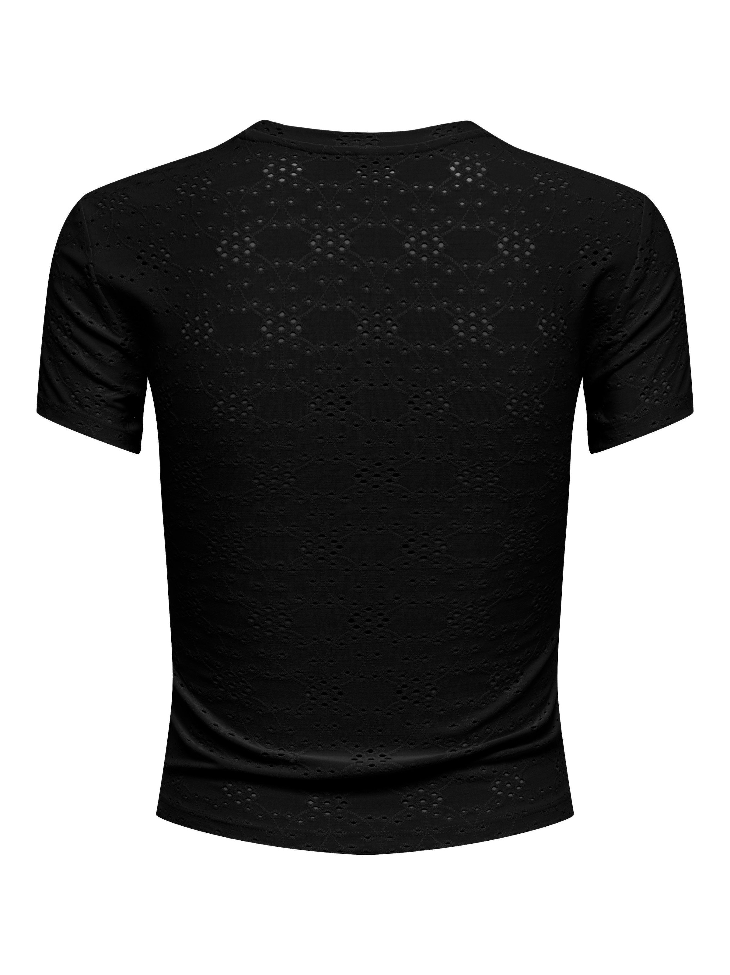 ONLY T-shirt »ONLSMILLA NEW S/S TOP JRS« mélange de matériaux, coupe slim, col rond