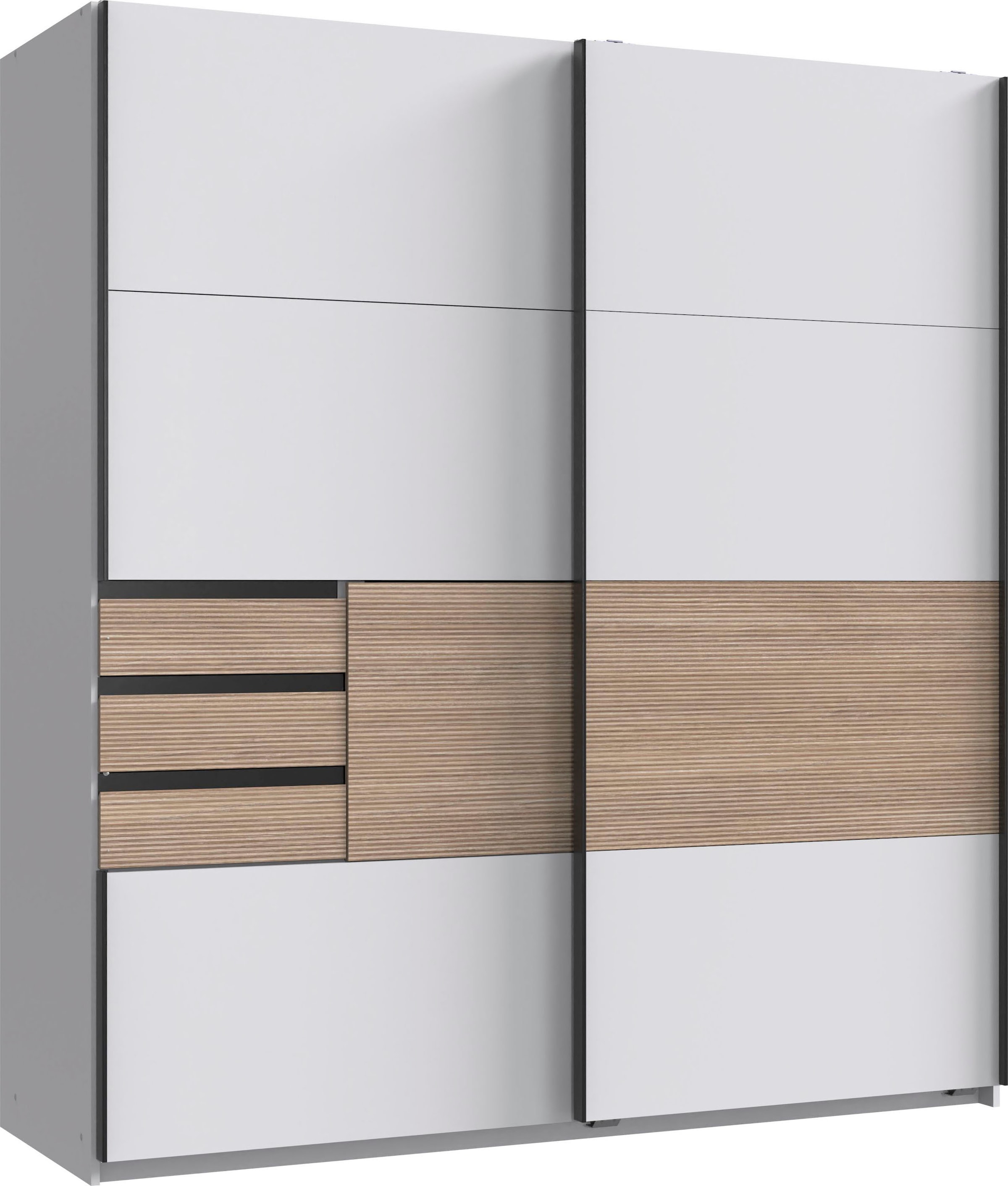Wimex Armoire à portes coulissantes »Bremen in der Breite 180cm, wahlweise mit Spiegel« avec aspect multiplex moderne, tiroirs inclus