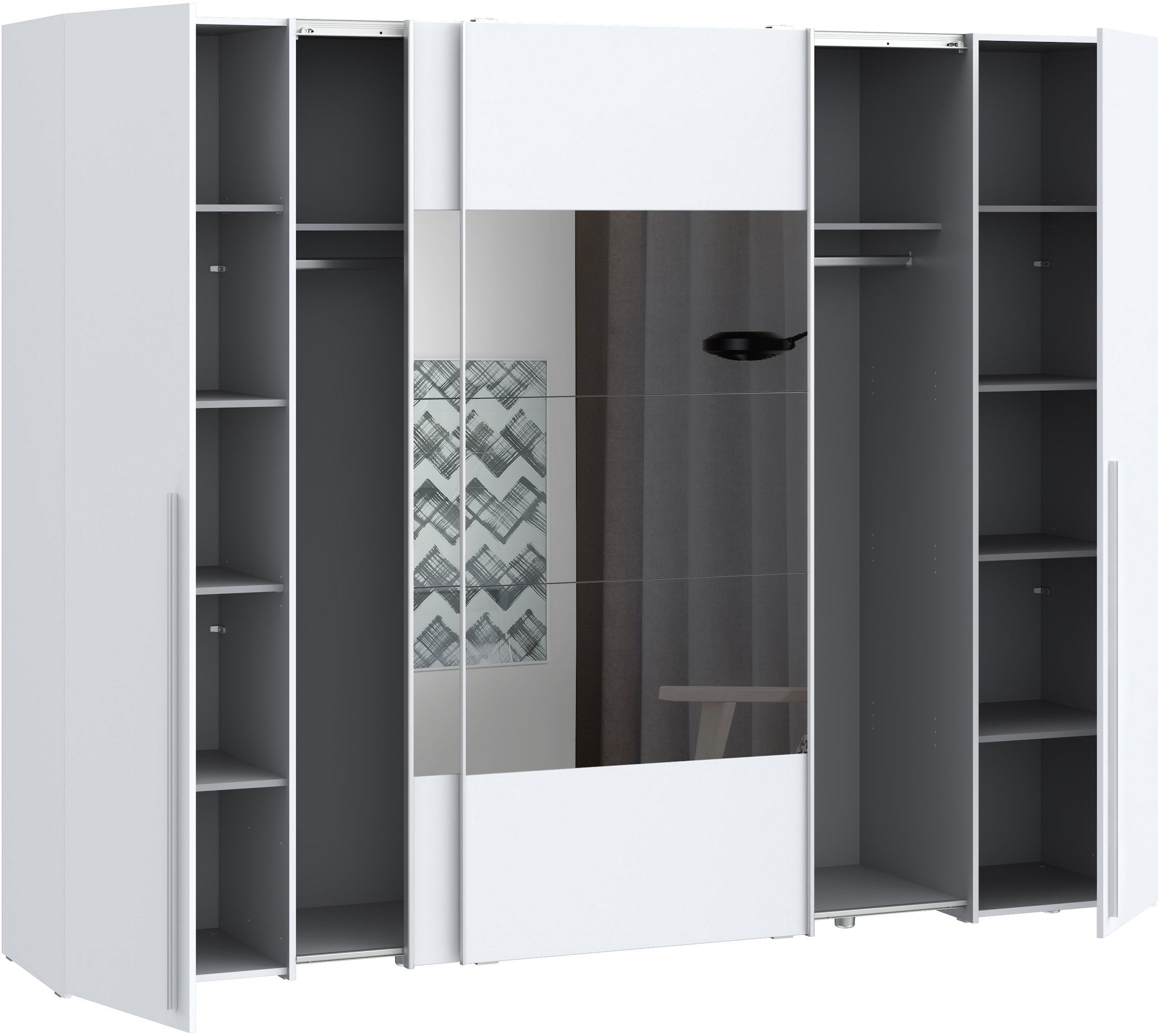 FORTE Kleiderschrank »Narago, Kombischrank mit Spiegel« B/H/T ca. 270/210/61cm,  Schwebetüren in Kombination mit Drehtüren, Made in Europe