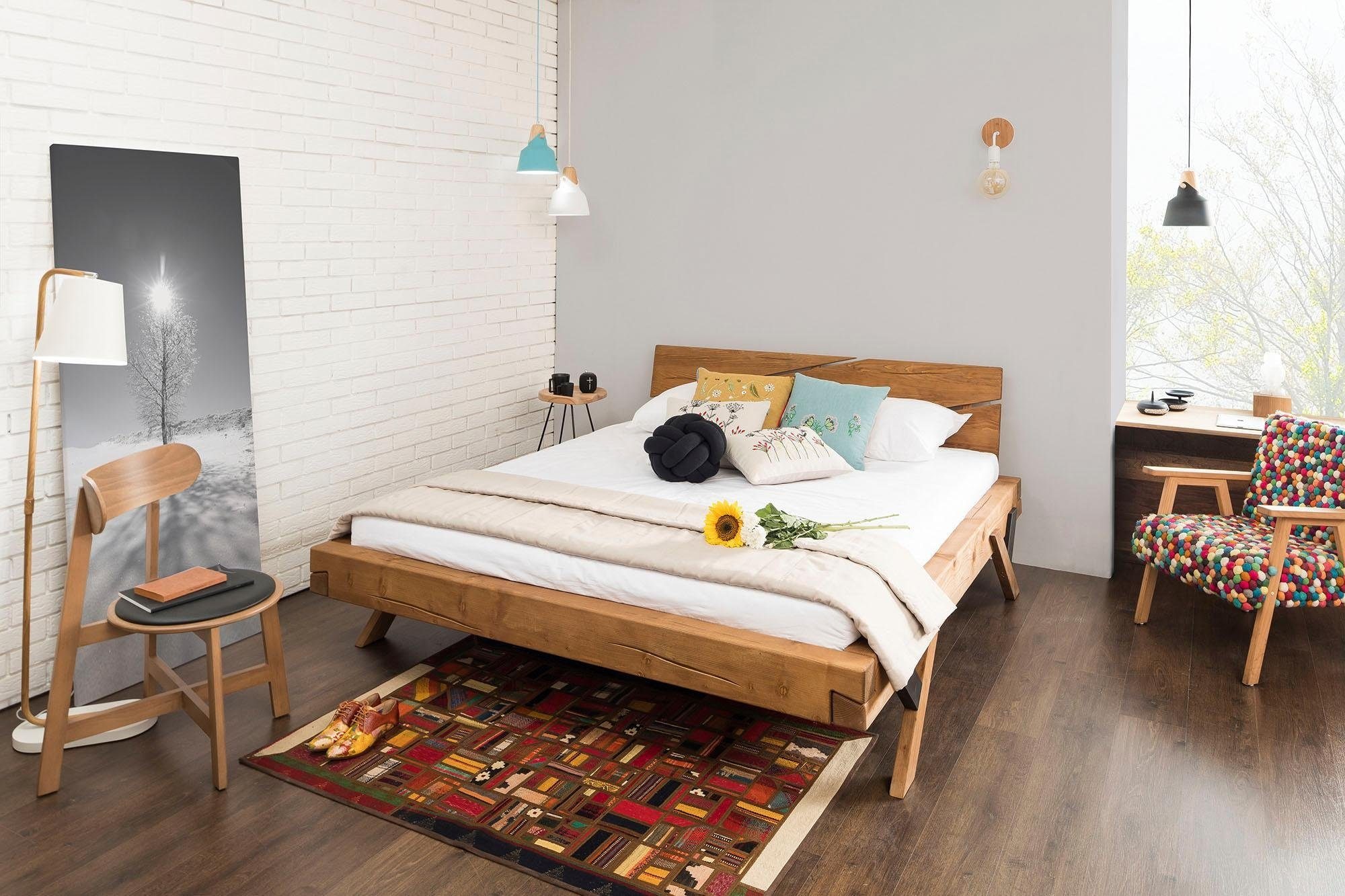 Image of SalesFever Massivholzbett "Eik Naturbelassenes Bett" Urige Eleganz trifft moderne Formen - Unikat-Balkenbett