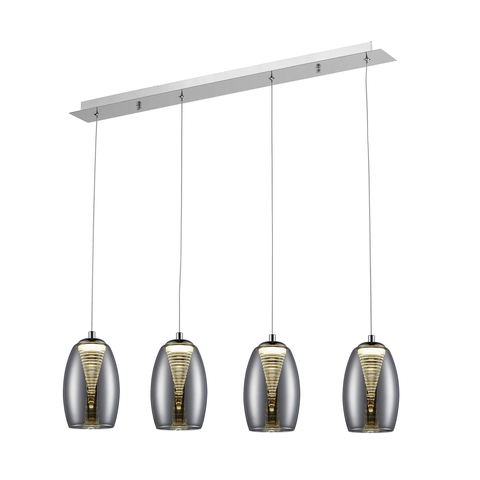 Brilliant Pendelleuchte »Metropolis« LED-Modul 1 Stk. Warmweiss LED Hängelampe 4flg chrom/rauchglas easyDim