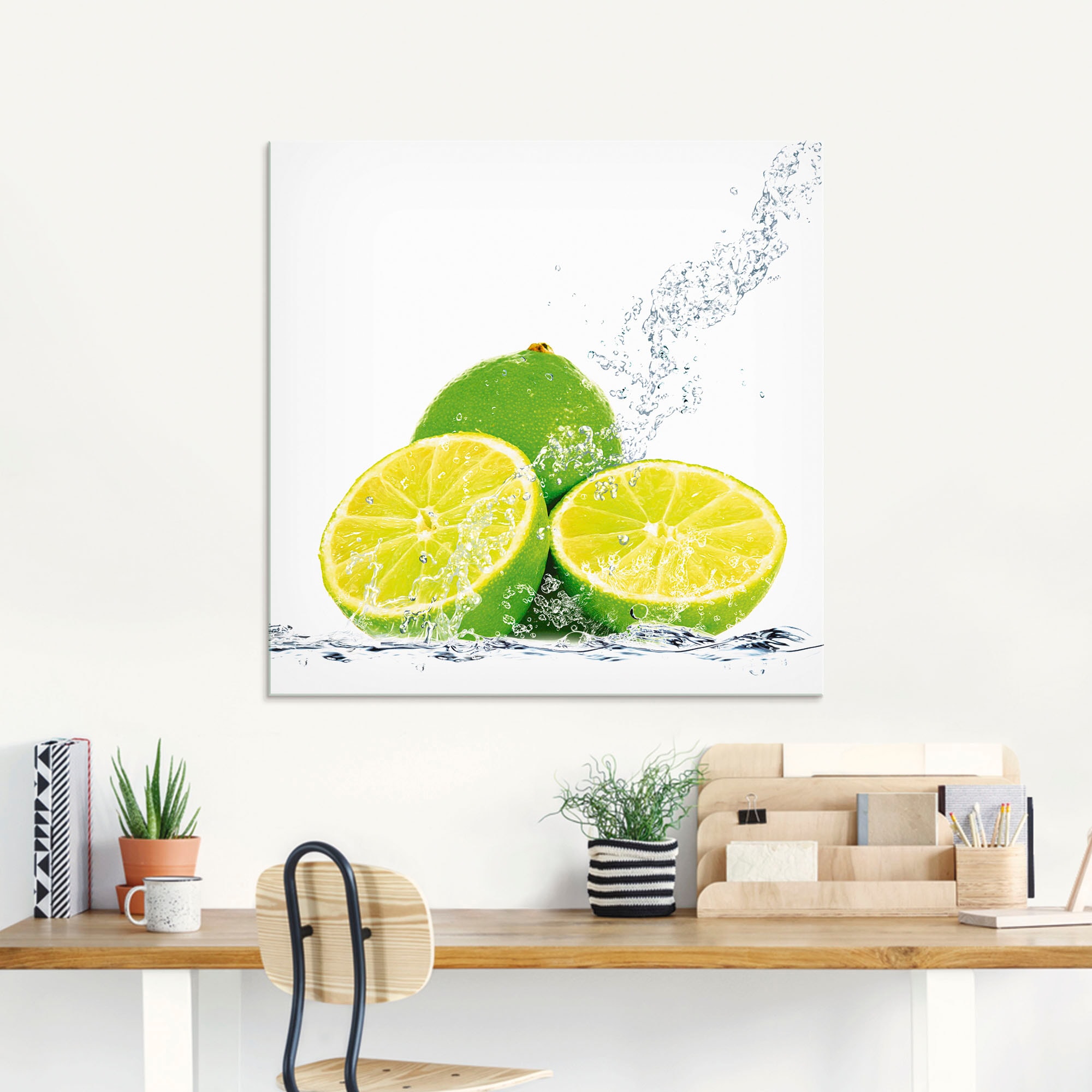 Artland Glasbild »Limette mit Spritzwasser«, Lebensmittel, (1 St.), in verschiedenen Grössen