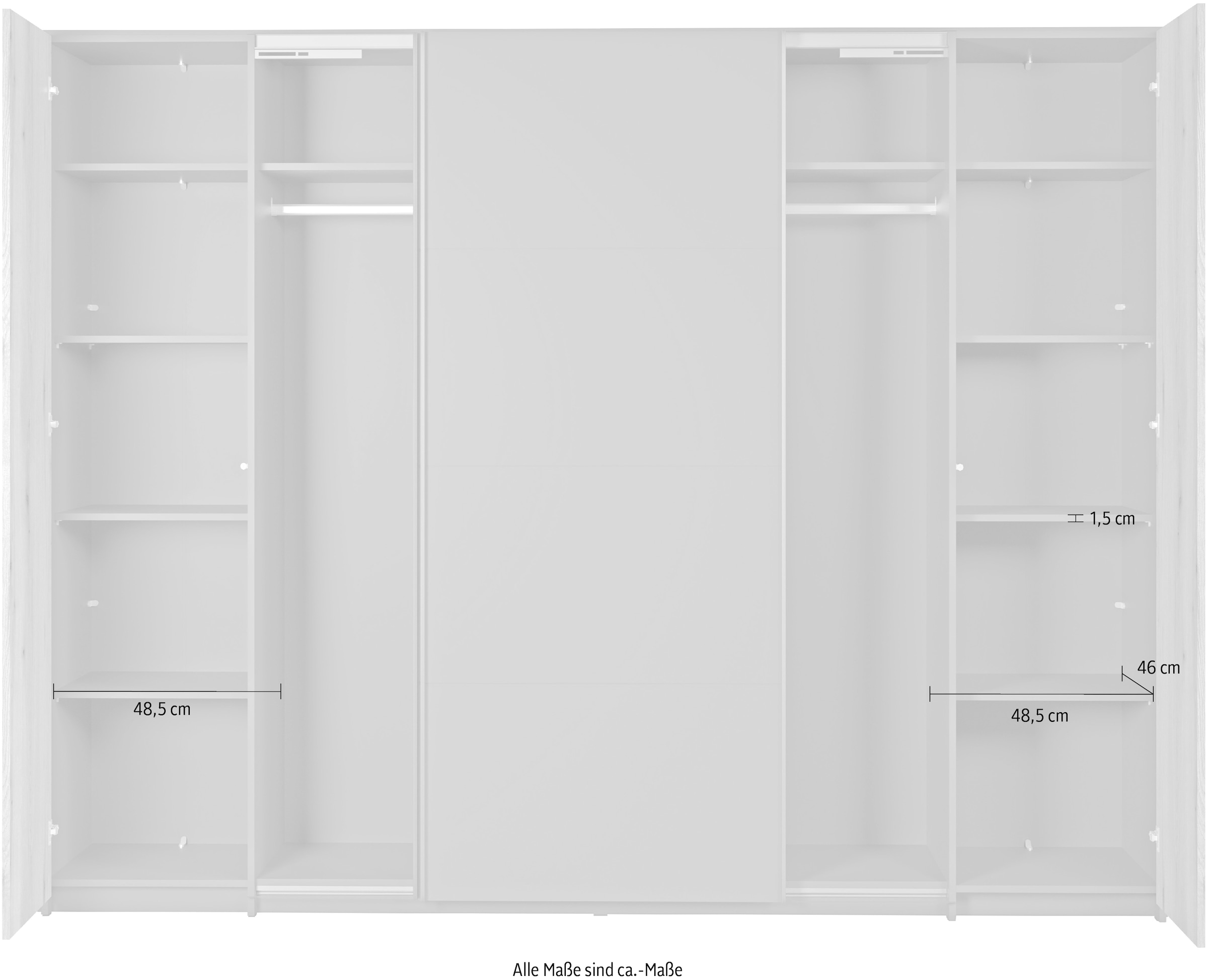 INOSIGN Schwebetürenschrank »Estepona« Kleiderschrank in Grau/Eiche wahlweise mit Passepartout/Einlegeböden