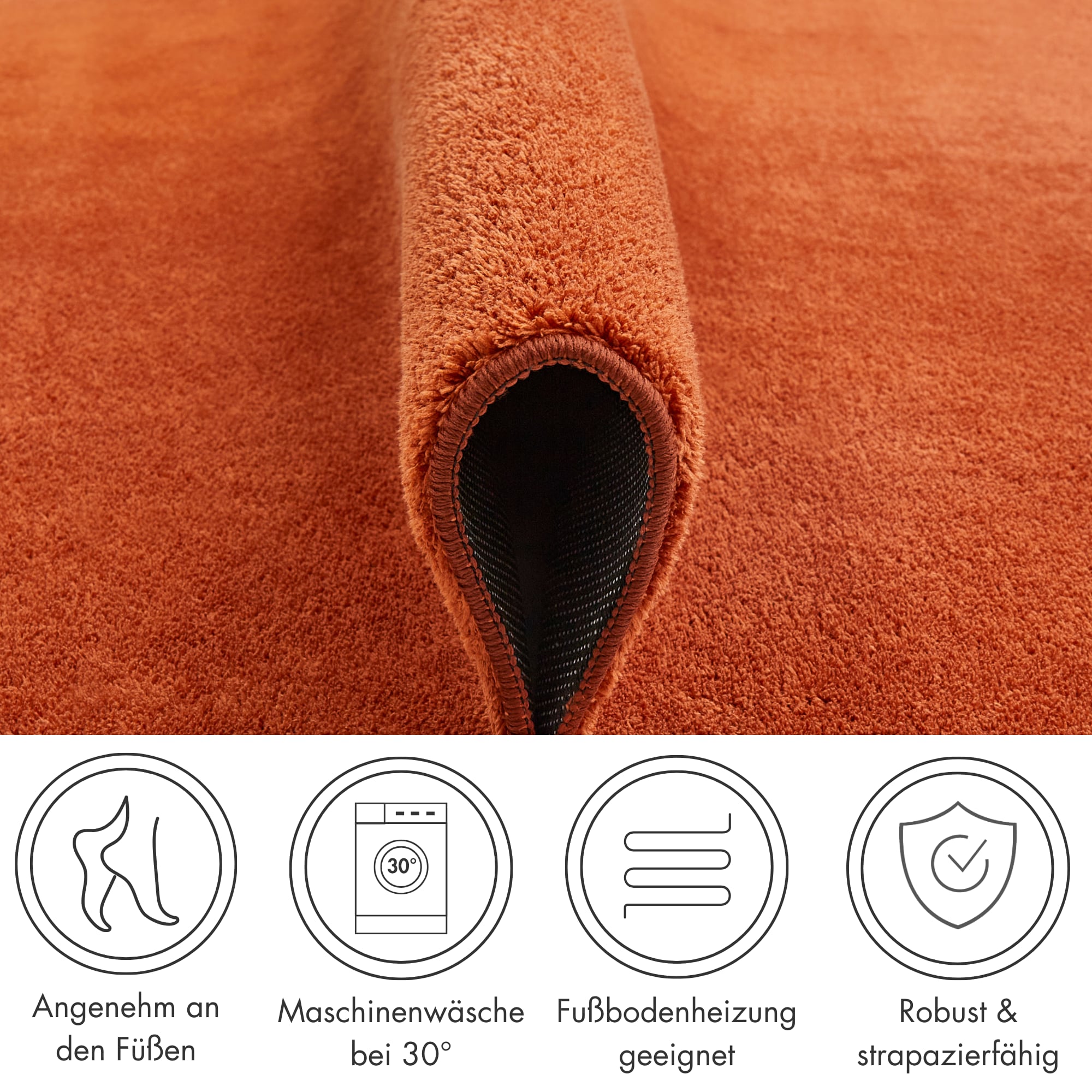 Andiamo Teppich »Arezzo« rund 16 mm Höhe Uni Farben, weicher Flor, waschbar, ideal im Wohnzimmer & Schlafzimmer