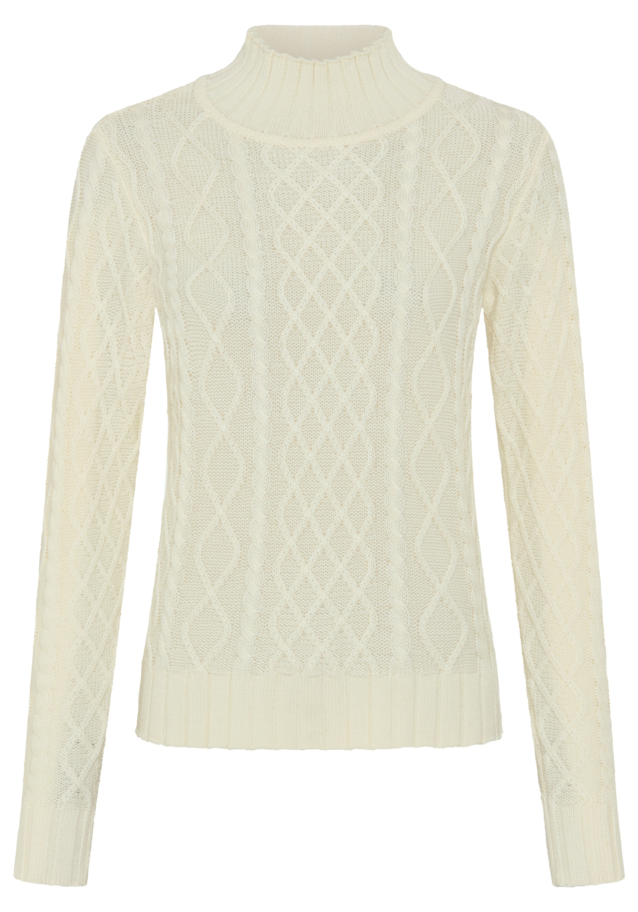 AJC Pull en tricot avec motif torsadé à la mode et col montant