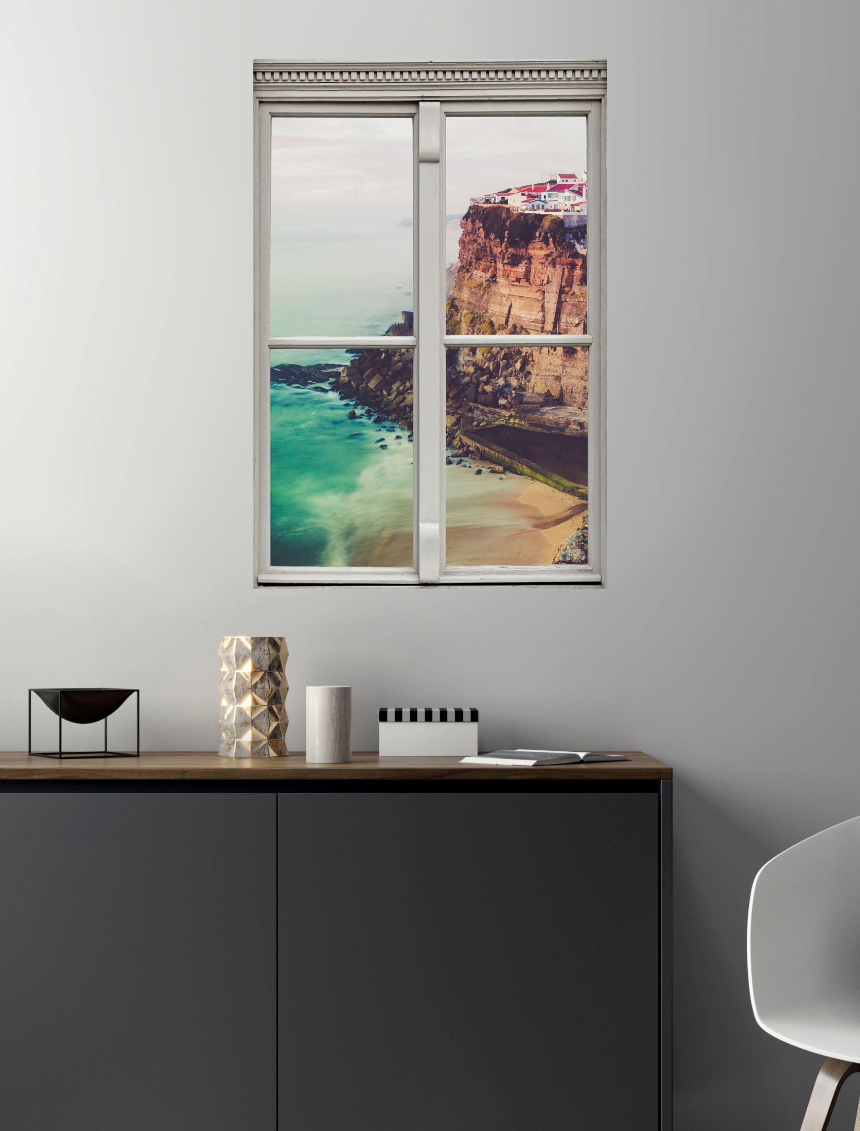 queence Wandsticker »Küste« Wandsticker, Wandbild, selbstklebend, 3D, Fenster