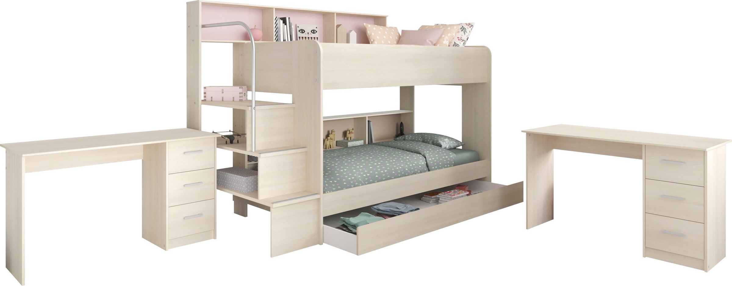 Parisot Jugendzimmer-Set »Bibop«, (3 tlg., Etagenbett, zwei Schreibtische), mit 2 Schreibtischen
