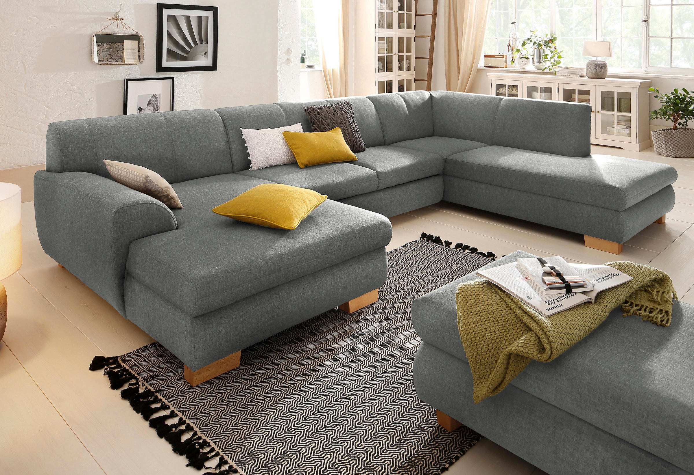 Image of Home affaire Wohnlandschaft "Nika zeitlos und elegant, viel Platz, U-Form" Wohnlandschaft, MELROSE/Struktur oder Struktur fein