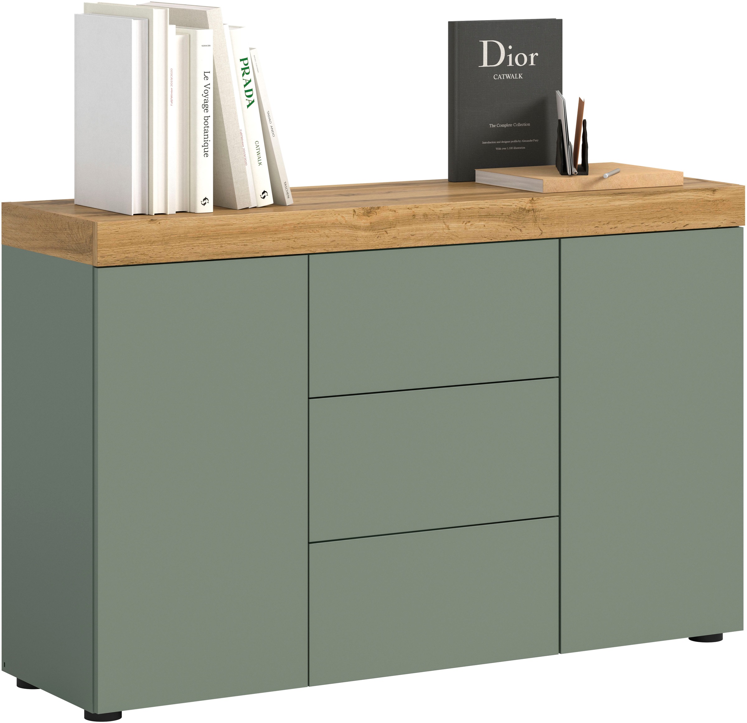 Image of GOODproduct Sideboard "MAMBO, Breite 125cm, 2 Türen, 3 Schubkästen, push-2-open" 2 farbige Ausführung, in verschiedenen Farben erhältlich, 1 Stk. tlg. Sideboard, Kommode, Wohnzimmer, Flur, Arbeitszimmer