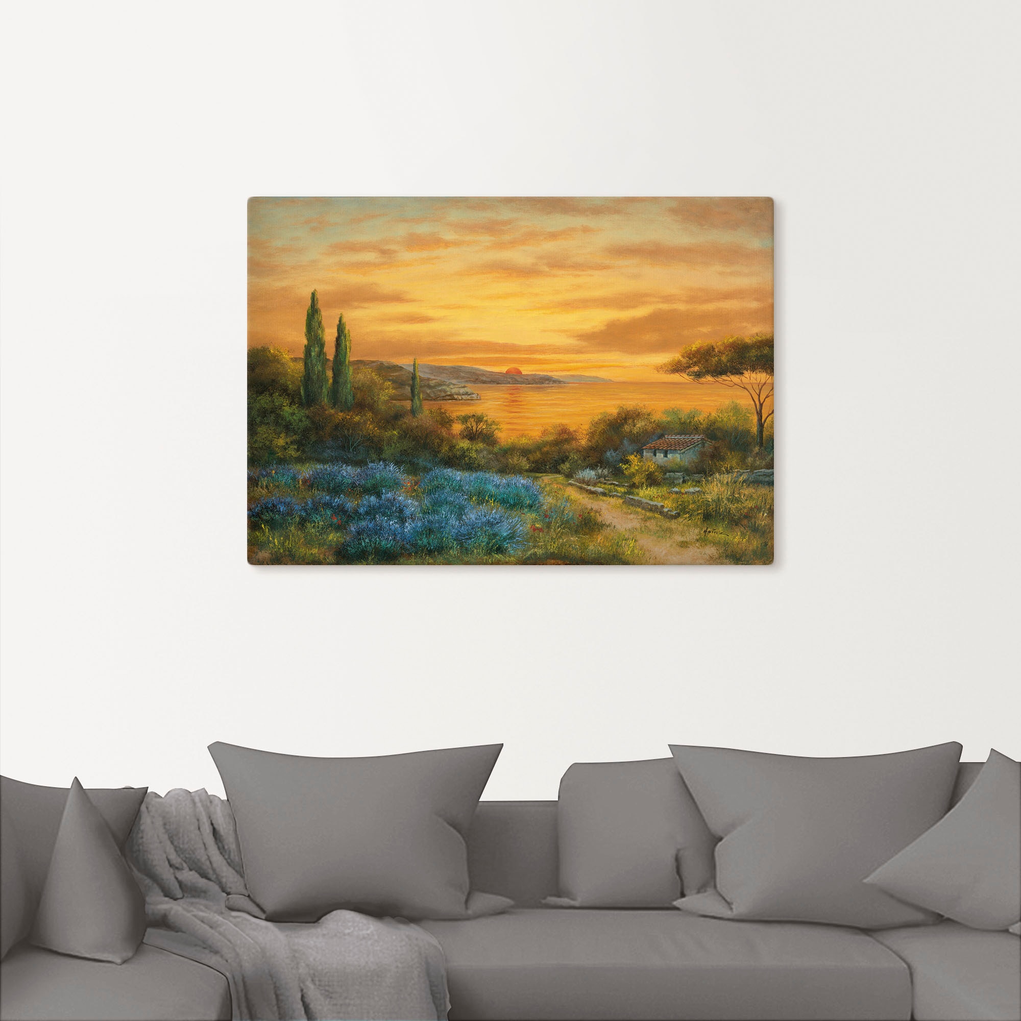 Artland Tableau sur toile »Toskanabucht« Europe 1 cuis tlg. tendu sur cadre en bois