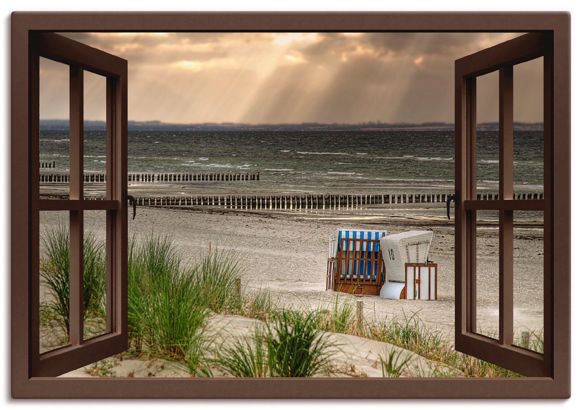 Image of Artland Wandbild »Schwarzer Busch Strand auf Insel Poel«, Strand, (1 St.), in vielen Grössen & Produktarten -Leinwandbild, Poster, Wandaufkleber / Wandtattoo auch für Badezimmer geeignet bei Ackermann Versand Schweiz