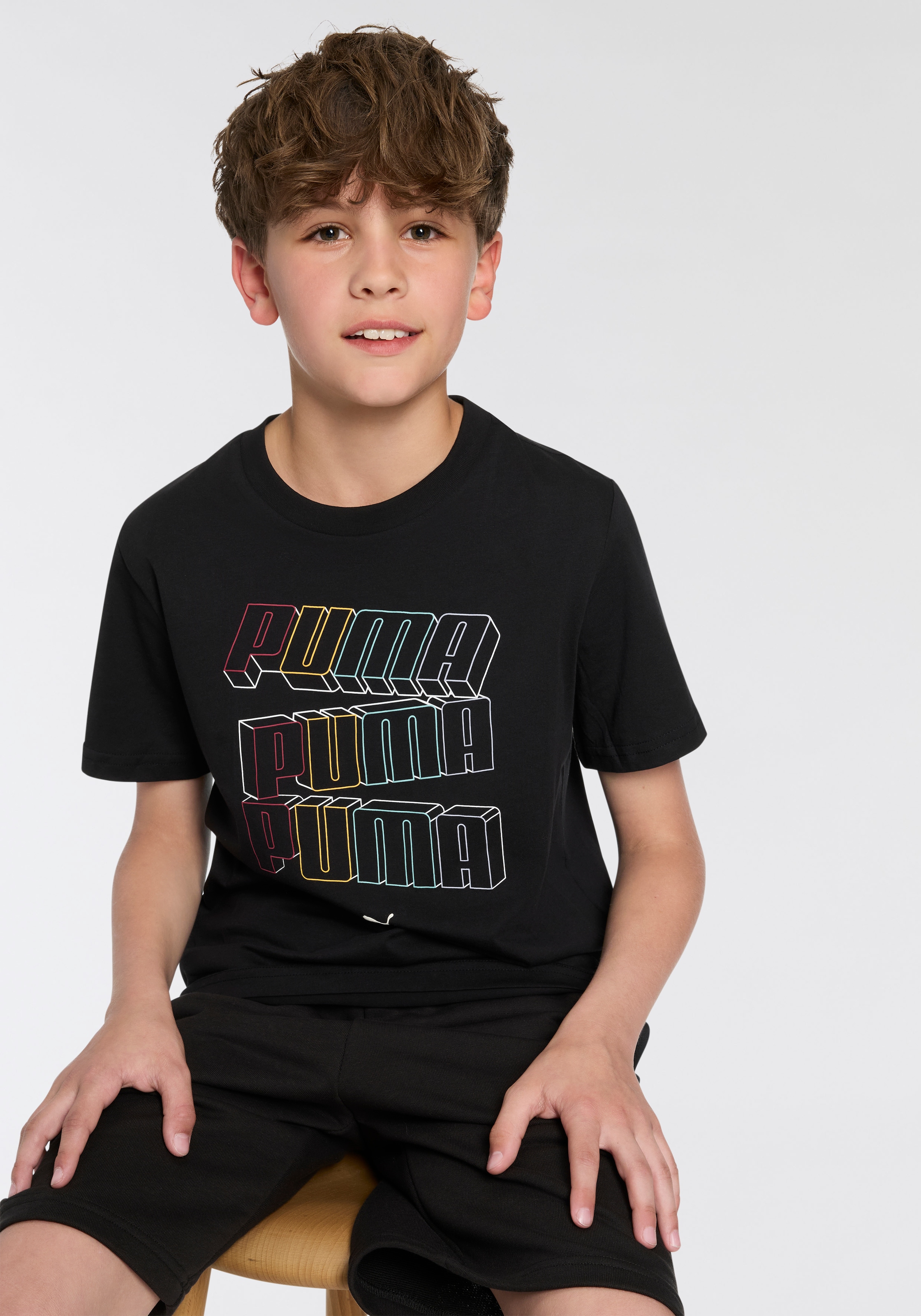 Image of PUMA T-Shirt "ESS LOGO LAB HOG TEE B" für Jugendliche, sportlicher Stil, Kurzarm, Rundhalsausschnitt
