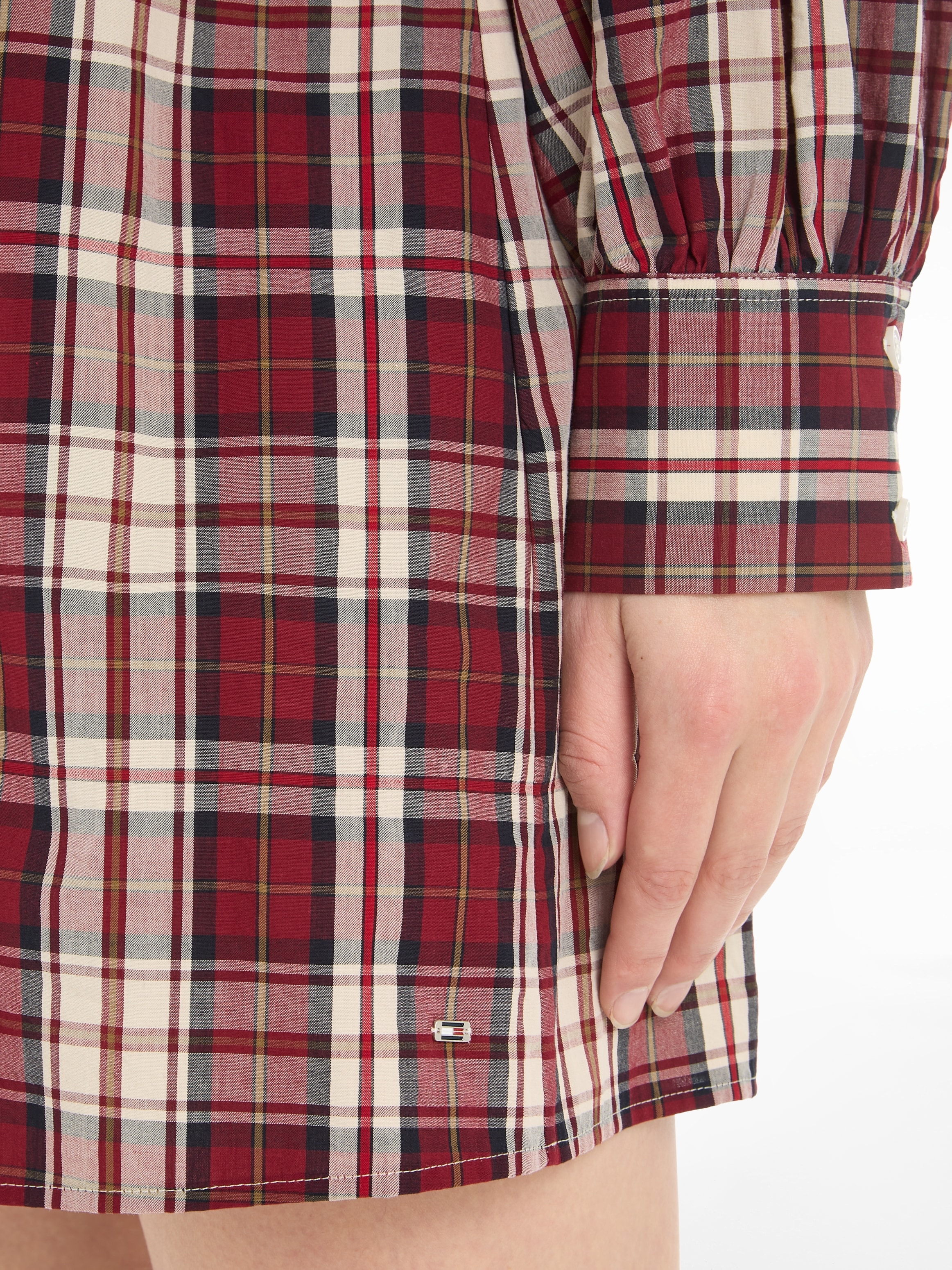Tommy Hilfiger Blusenkleid »TARTAN V-NECK Trouver SHIRT DRESS«, 2-Knopf-Manschetten mit sur CO