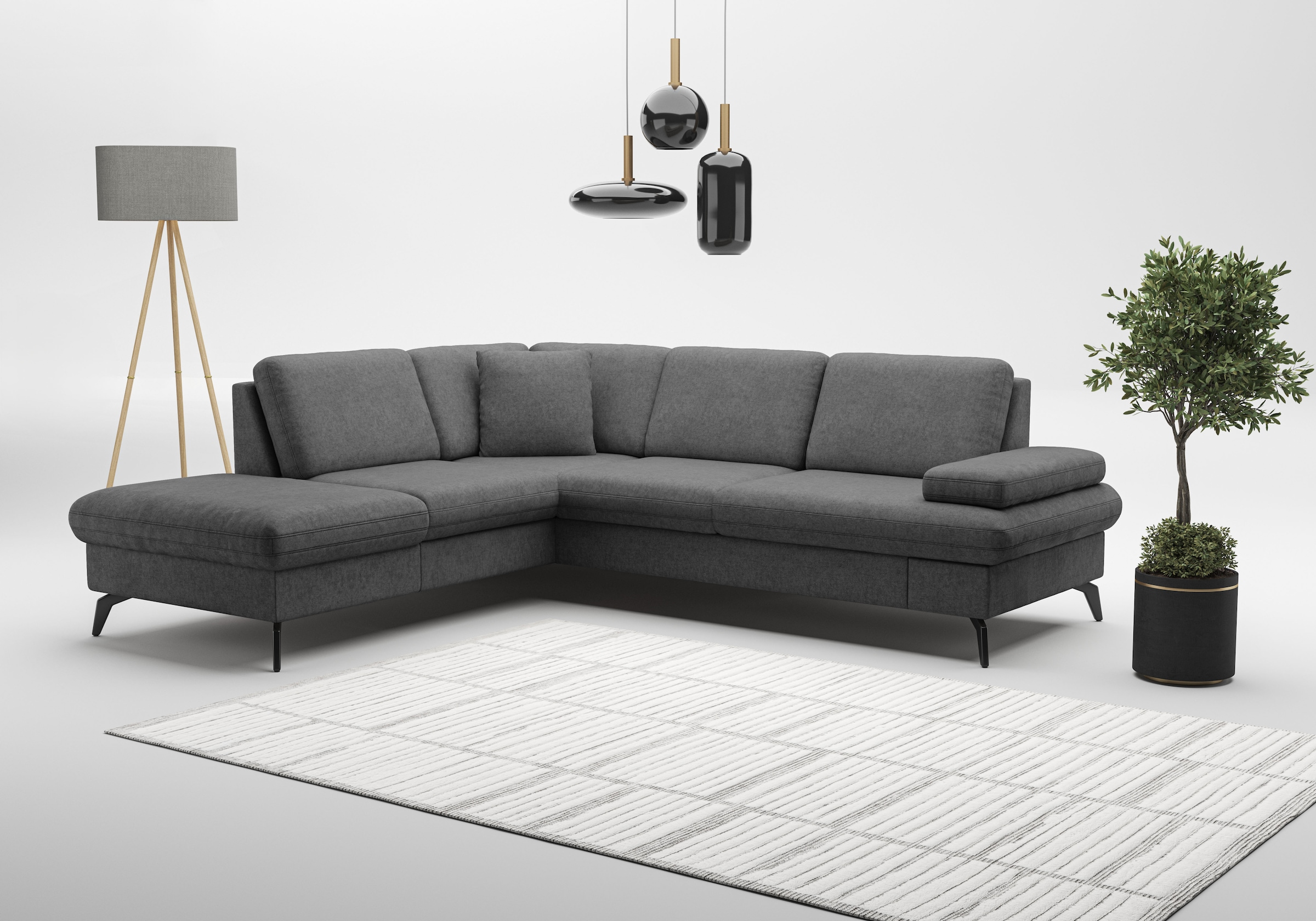 sit&more Ecksofa »Morris Jubi L-Form, B: 238 cm« mit Armteilfunktion & 1 Zierkissen, optional Bettfunktion