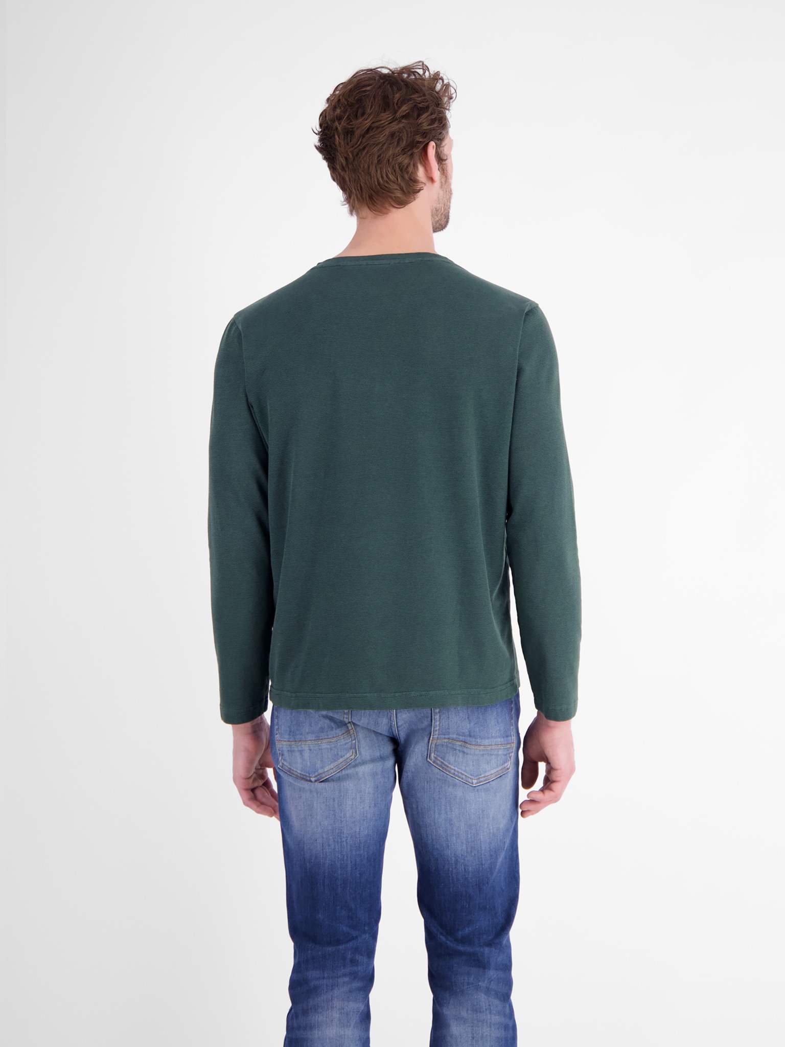 LERROS T-shirt à manches longues Avec une courte patte de boutonnage - Serafino - et fines rayures