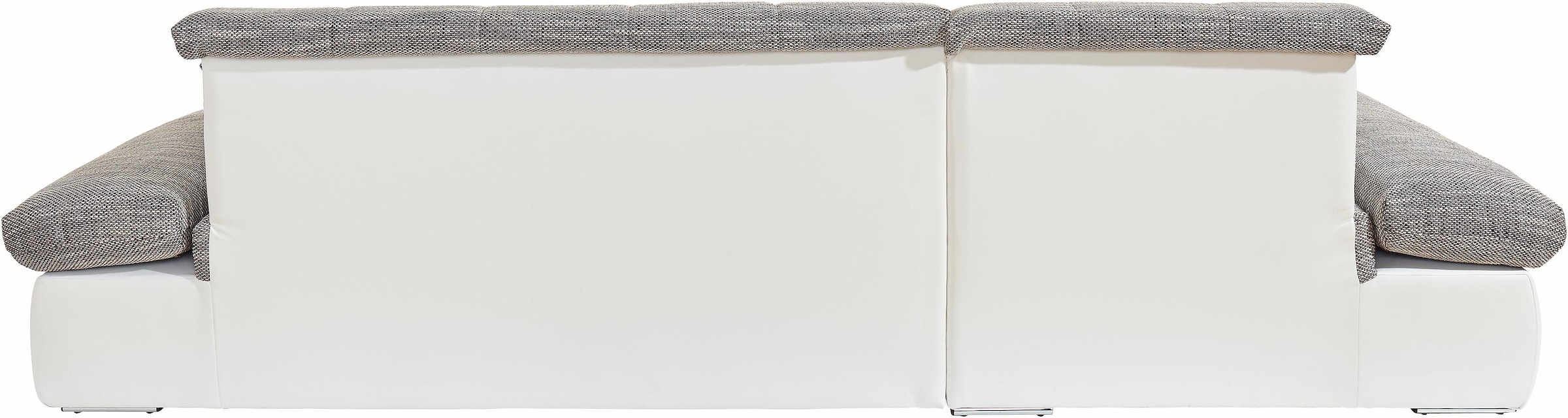 DOMO collection Ecksofa »Moric, L-Form, XXL-Sofa - Breite 300cm«, wahlweise mit Bettfunktion und Armteilverstellung, weiss-grau