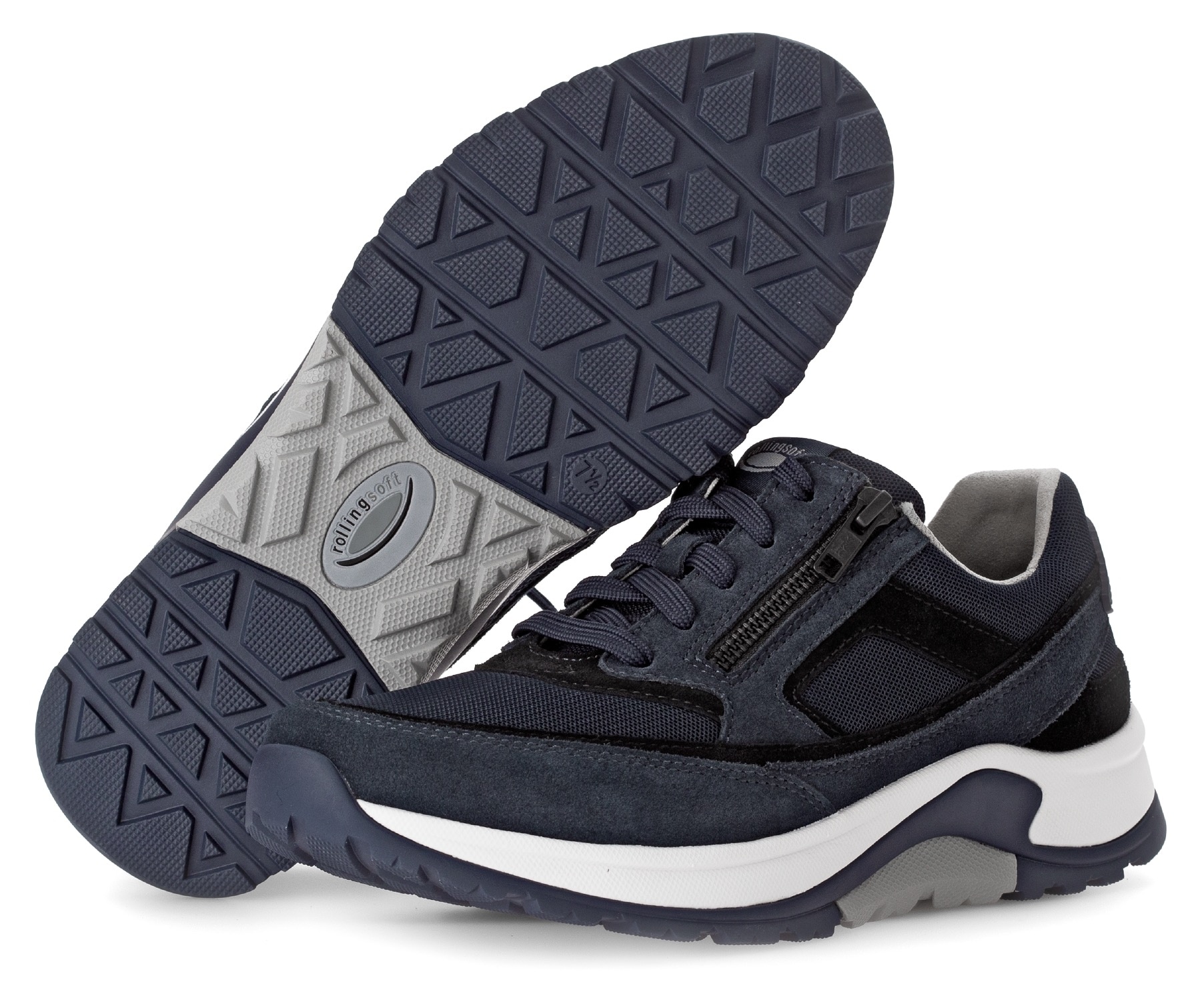 Gabor Rollingsoft Keilsneaker  , Schnürschuh, Halbschuh, Freizeitschuh, Aussenreissverschluss, G-Weite