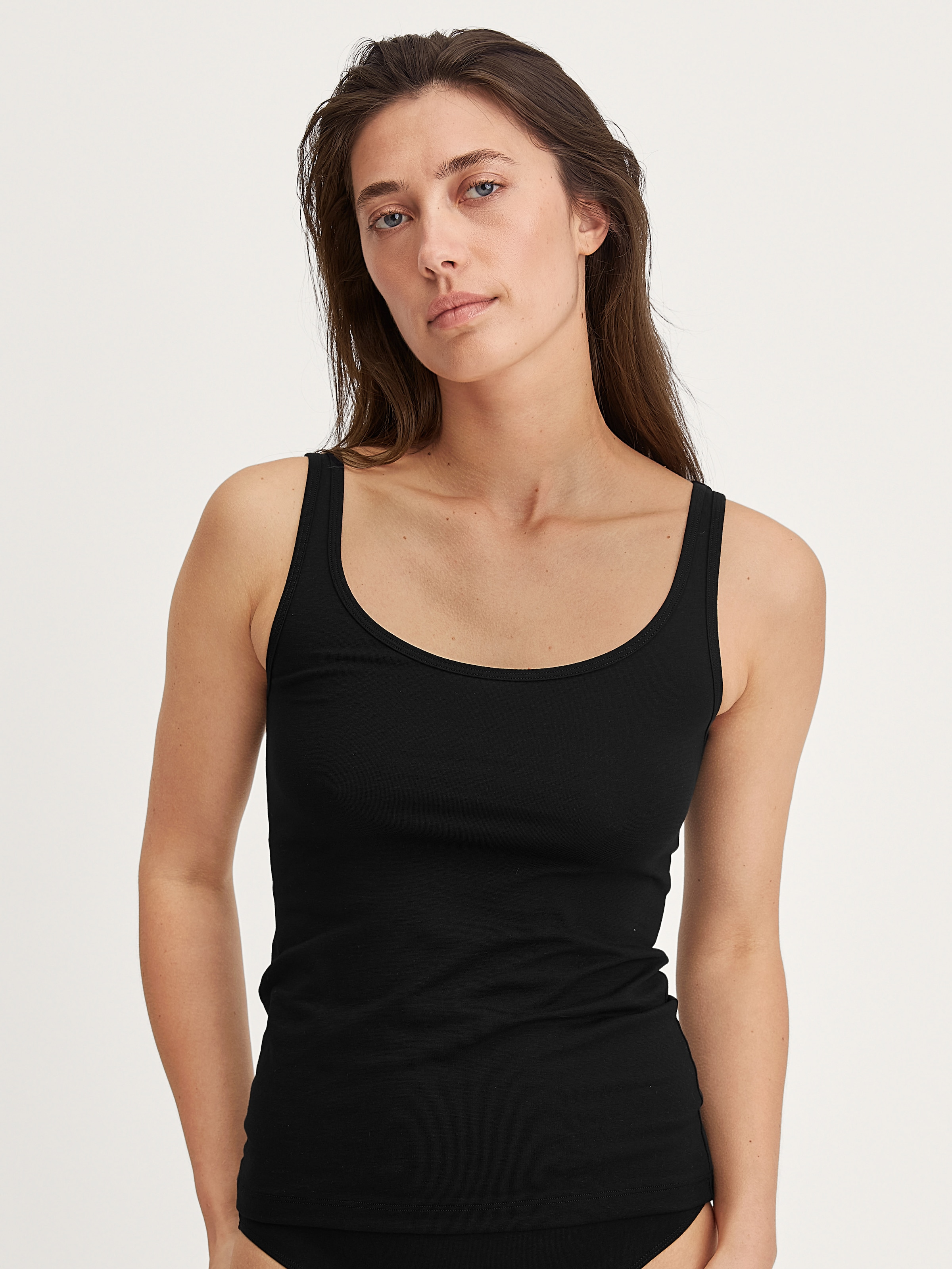 CALIDA Haut de chemise »Essential Cotton« mélange coton, jersey simple, élastique, col rond
