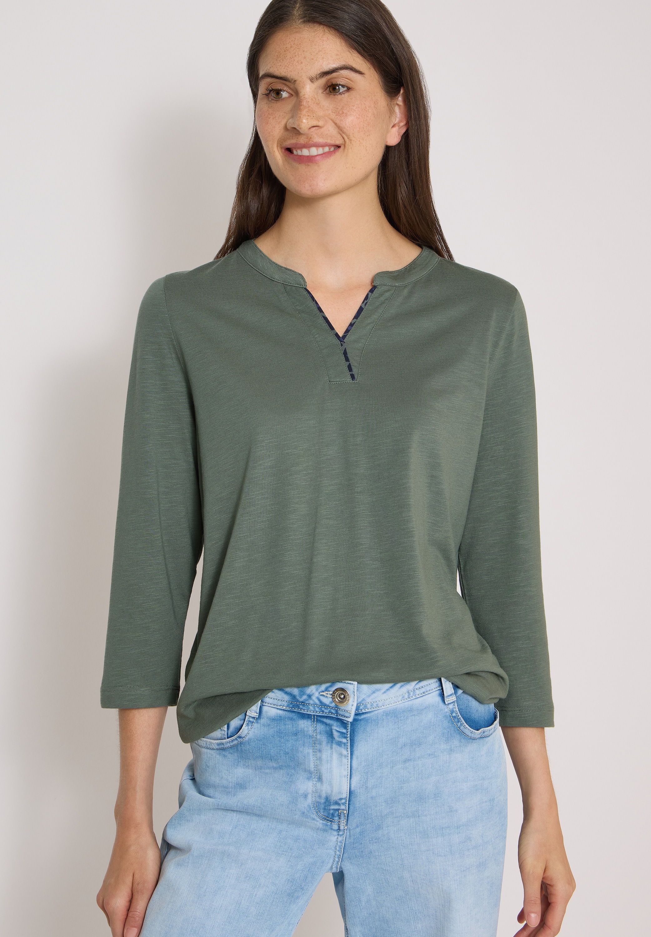 Image of Cecil 3/4-Arm-Shirt mit Splitneck