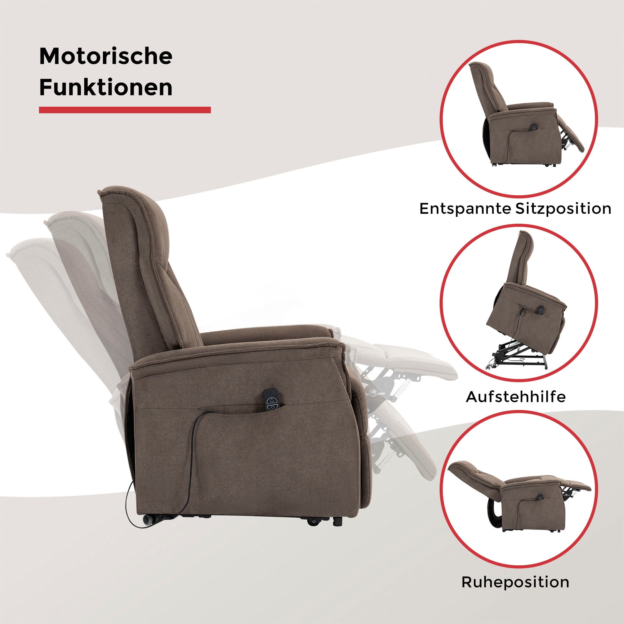Duo Collection Fauteuil TV »Aurora XXL bis 150 kg belastbar, mit elektrischer Aufstehhilfe« fonction relaxation et ressorts ensachés avec suspension à lames en acier