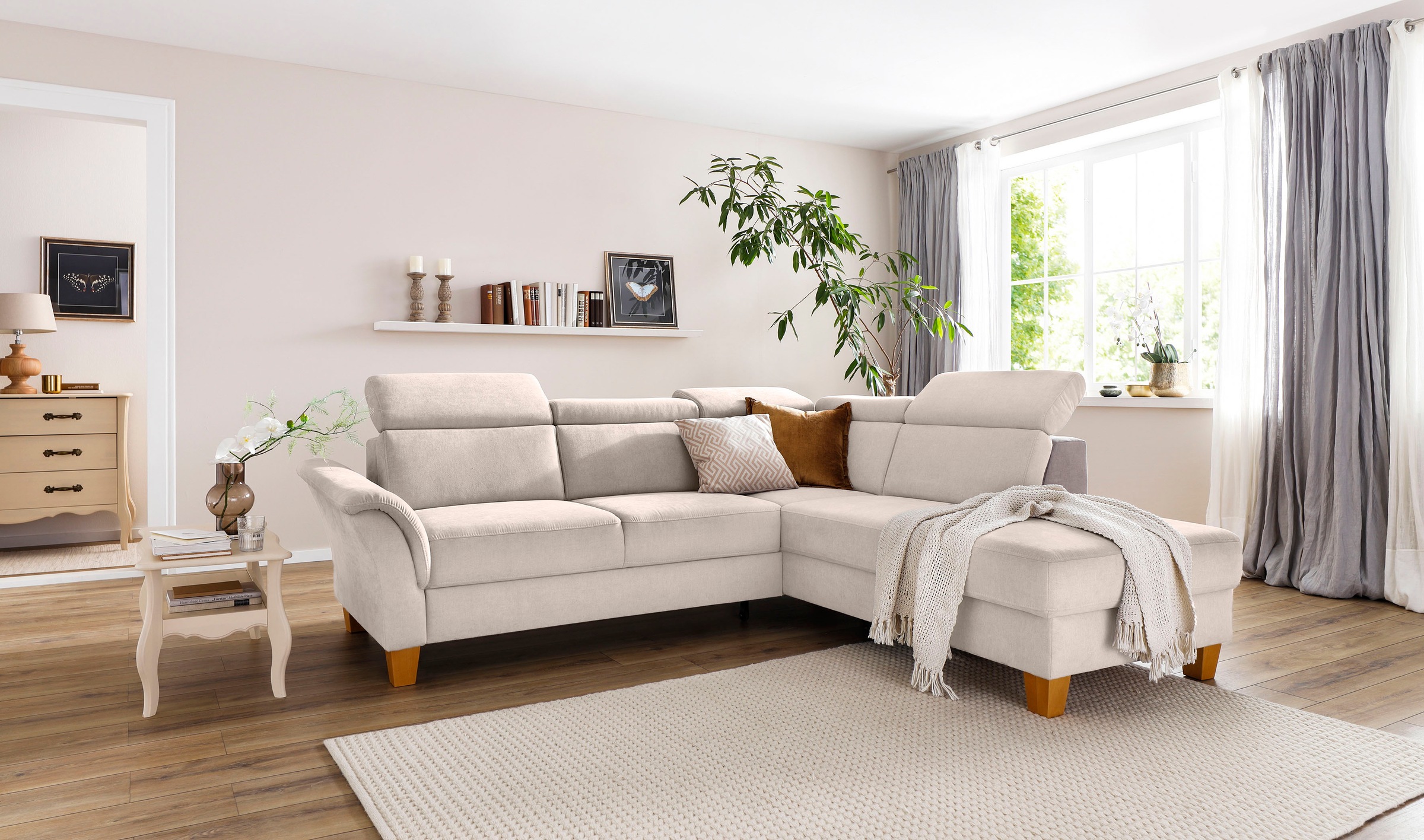 Home affaire Ecksofa »Conville L-Form« Federkern, wahlweise mit Bettfunktion und Bettkasten bzw. Stauraum