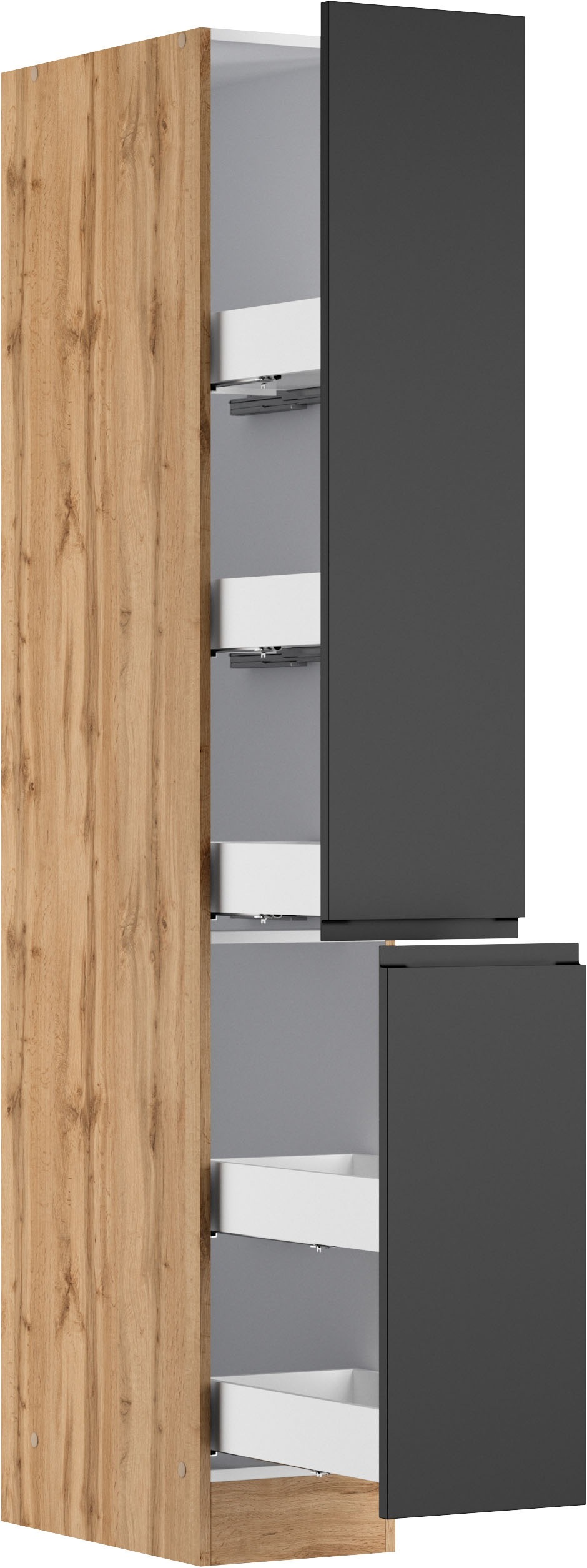 KOCHSTATION Armoire à pharmacie »KS-Virginia,neu in verbesserter Ausführung« Rangement, Softclose,  largeur 30 cm, hauteur 200 cm, 2 tiroirs, fonction soft-close