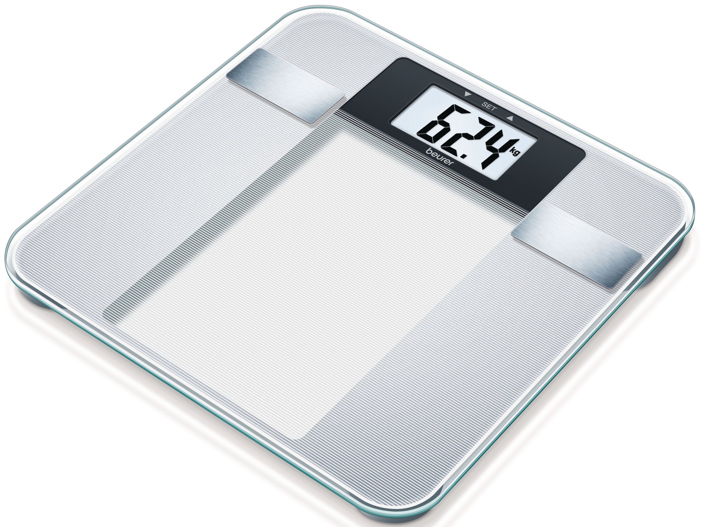 Image of BEURER Körper-Analyse-Waage "BG 13 zur Messung von Gewicht, Körperfett, Körperwasser, Muskelanteil" Trittfläche aus Sicherheitsglas, Tragkraft bis 150 kg