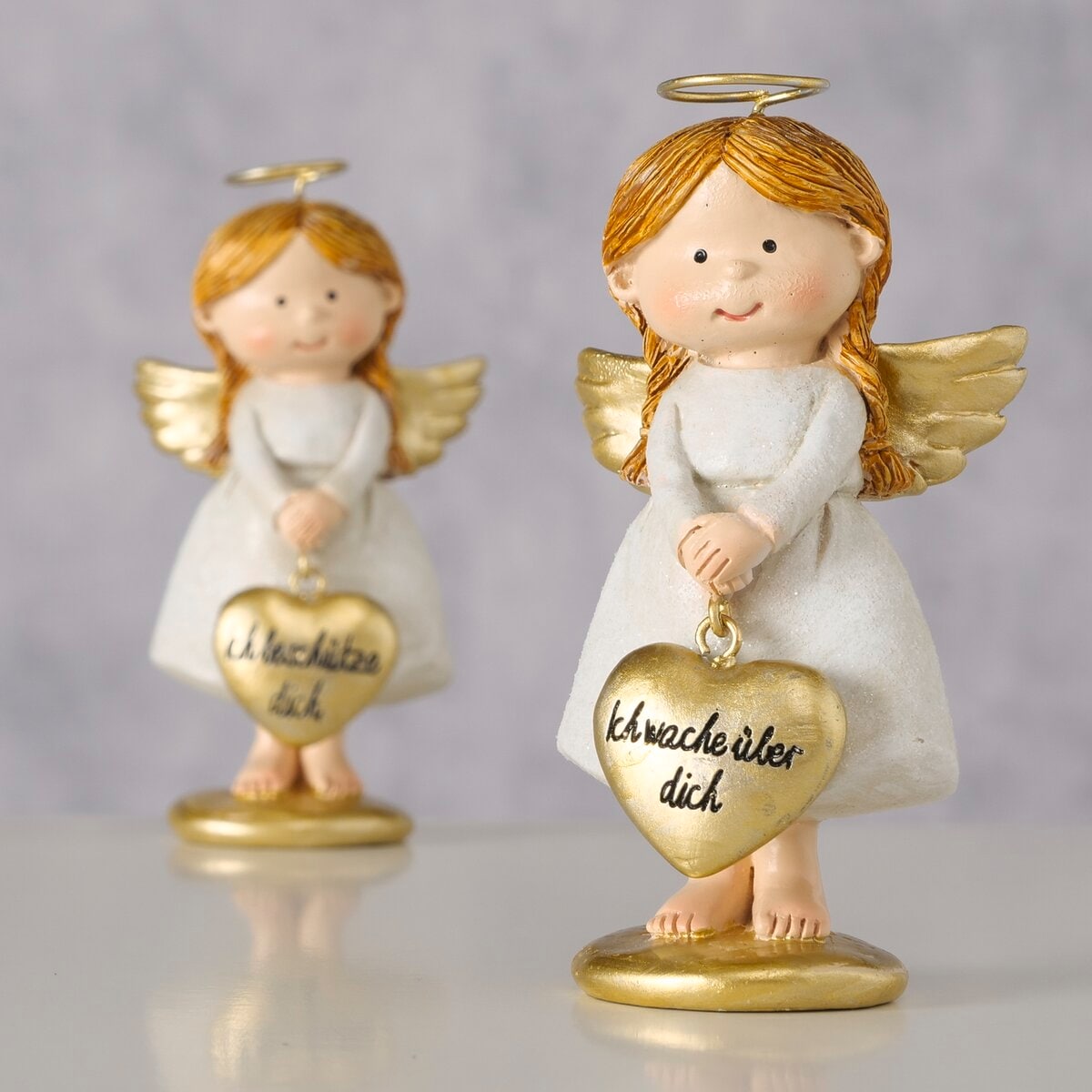 GOODproduct Dekofigur »2er-Set, Glücksbringer mit handgemalten Details und Schriftzügen« Schutzengel, ca. 10cm hoch, liebevolle Geschenkidee