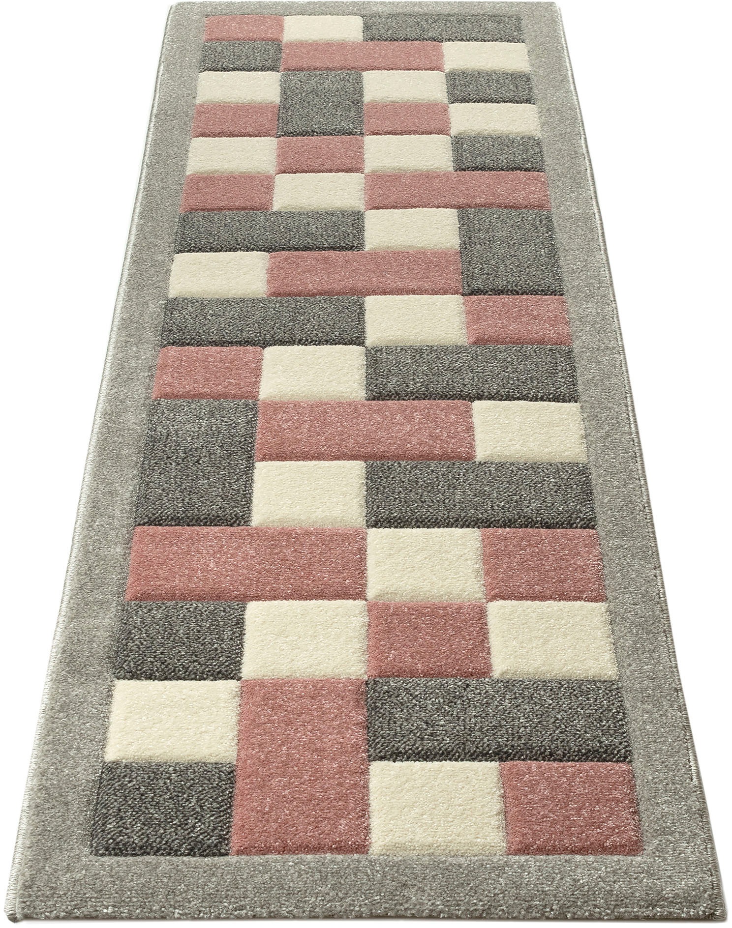 Image of my home Läufer »Donna«, rechteckig, 14 mm Höhe, Karo-Muster, mit Bordüre & Konturenschnitt, Teppich-Läufer, idealer Teppich für Wohnzimmer, Schlafzimmer, Brücke, Flur, Diele bei Ackermann Versand Schweiz