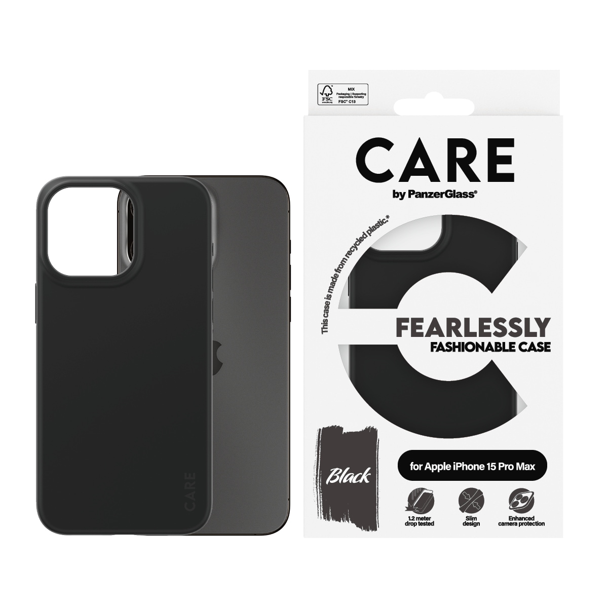 Image of CARE by PanzerGlass Handyhülle "Fearlessly Fashionable Case für Apple iPhone 15 Pro Max Fashion Black" Smartphones Backcover, Schutzhülle, Handyschutzhülle, Case, Schutzcase, stossfest