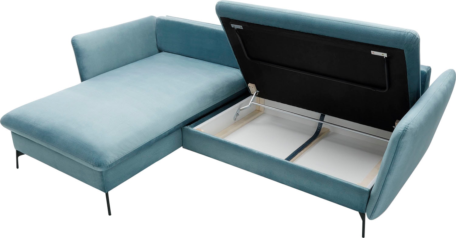 GOODproduct Ecksofa »LIVORNO,258 cm, L-Form,« Schlaffunktion u. Bettkasten (139/224cm), Samt, Struktur, Webstoff
